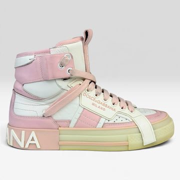 Dolce & Gabbana Custom 2.Zero High-Top Sneaker White/Nude
