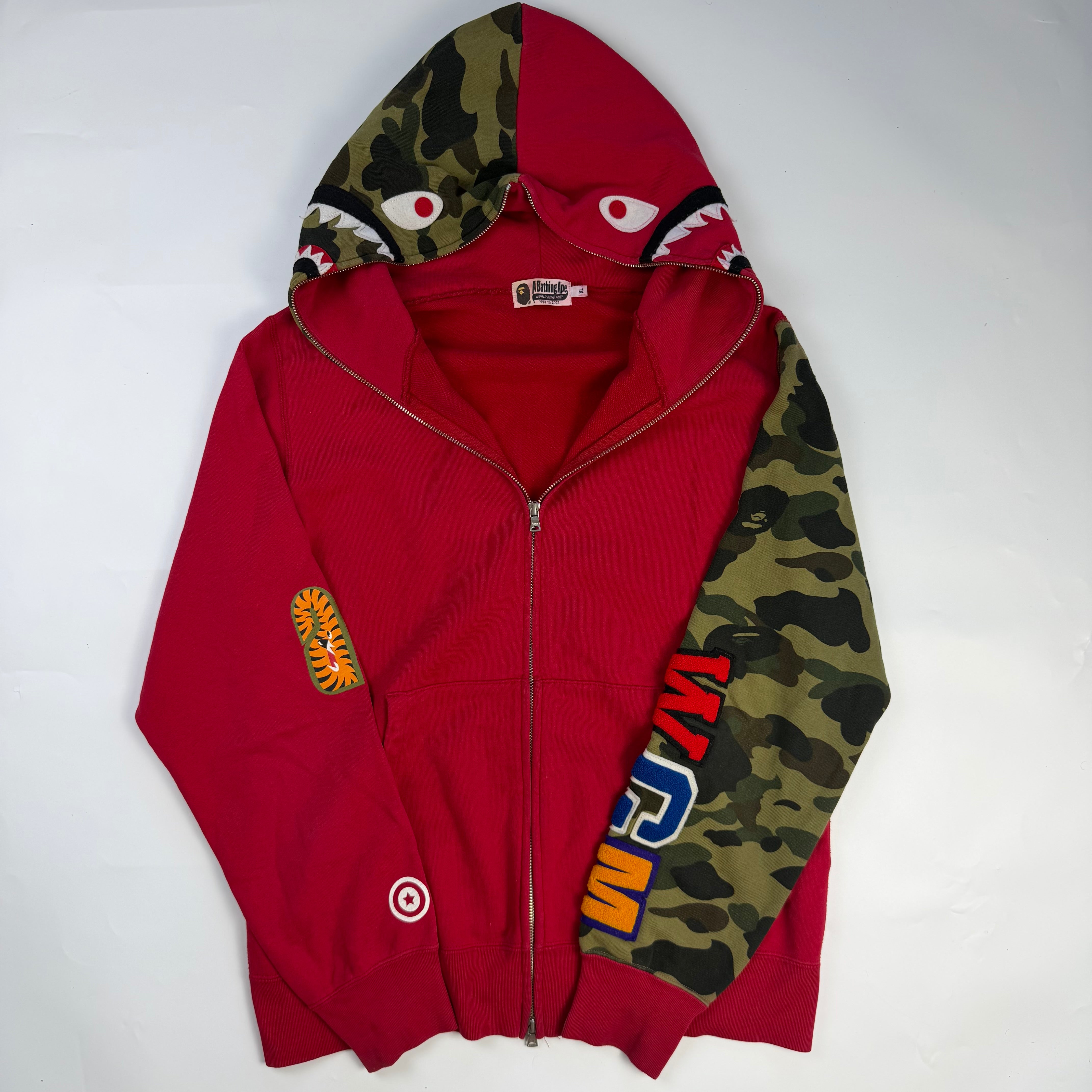 BAPE 1st Camo Shark Full Zip Hoodie Red/Green