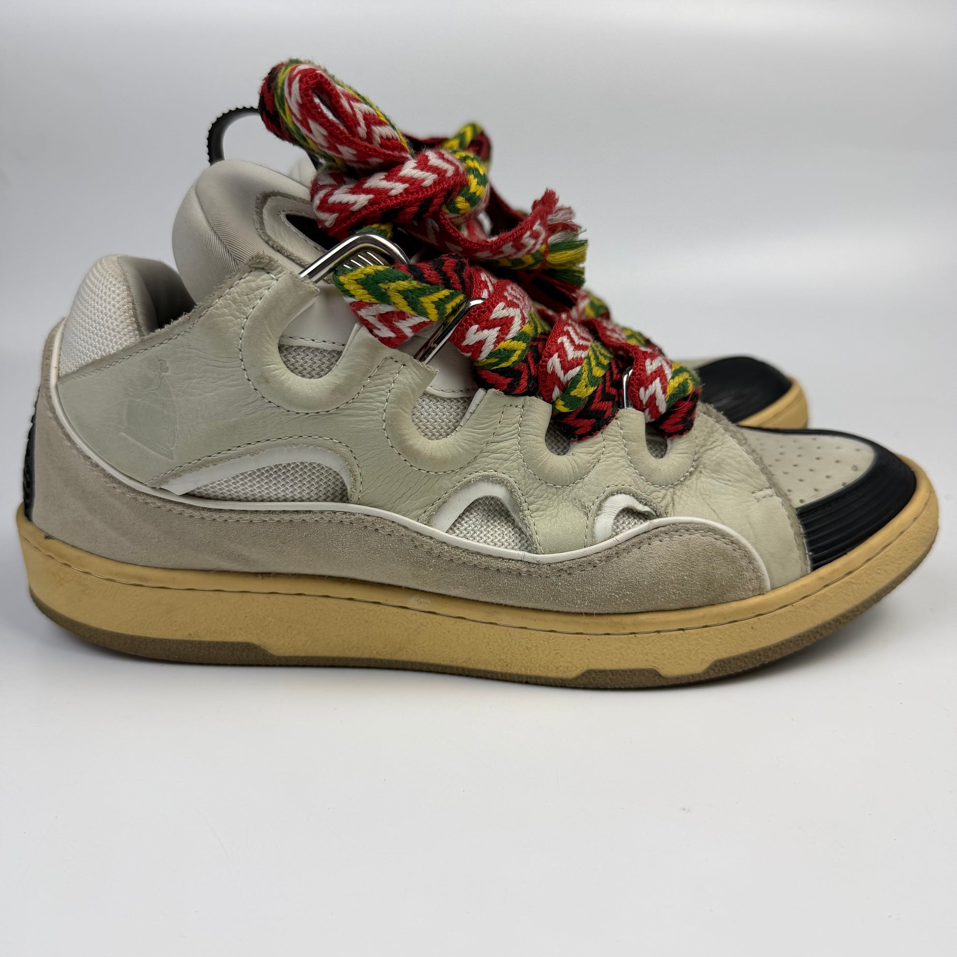 Lanvin White Ivory Curb Sneakers