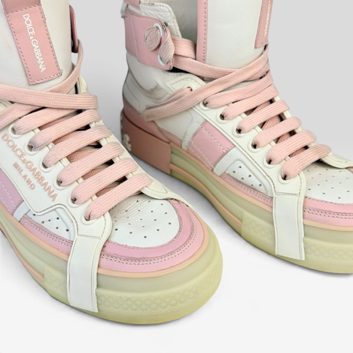 Dolce & Gabbana Custom 2.Zero High-Top Sneaker White/Nude