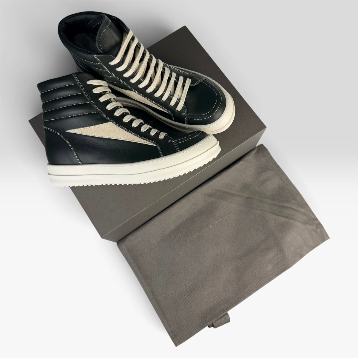 Rick Owens Vintage Sneaks High Dark Green Leather