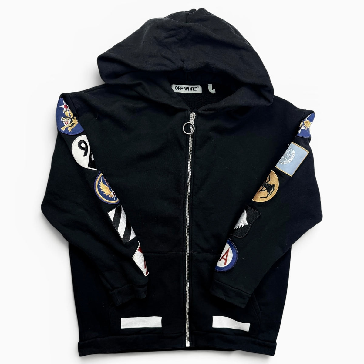 Off-White Patches Zip Hoodie Black