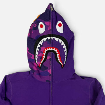BAPE Shark Full Zip Hoodie Purple Camo | Hanorac BAPE