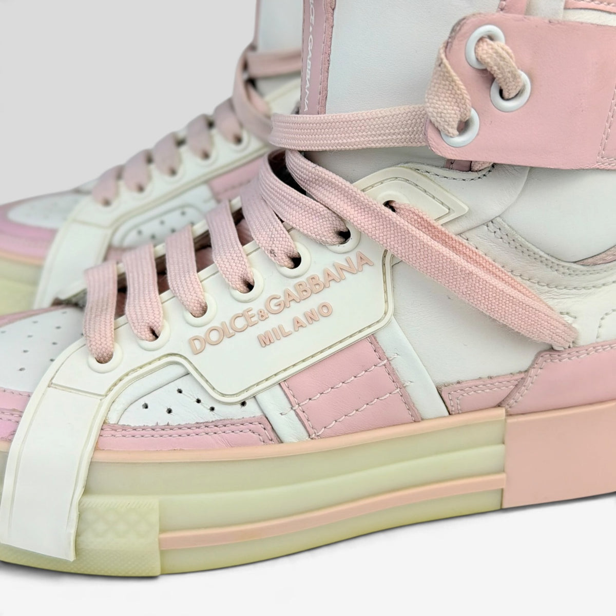 Dolce & Gabbana Custom 2.Zero High-Top Sneaker White/Nude
