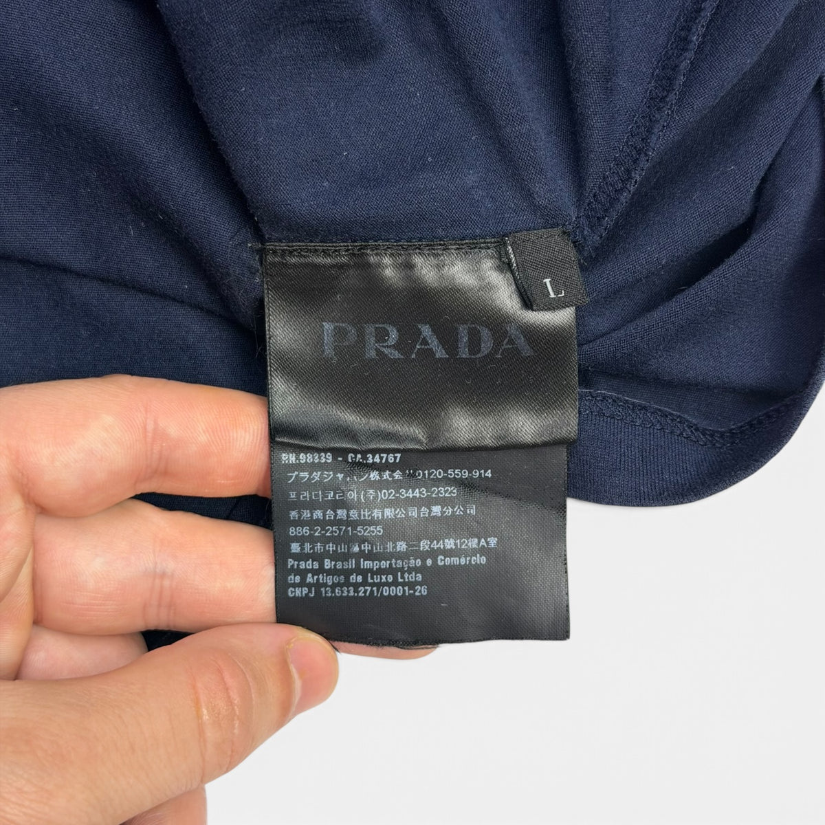 Prada Linea Rossa Pocket Detailed Long Sleeve Tee Navy