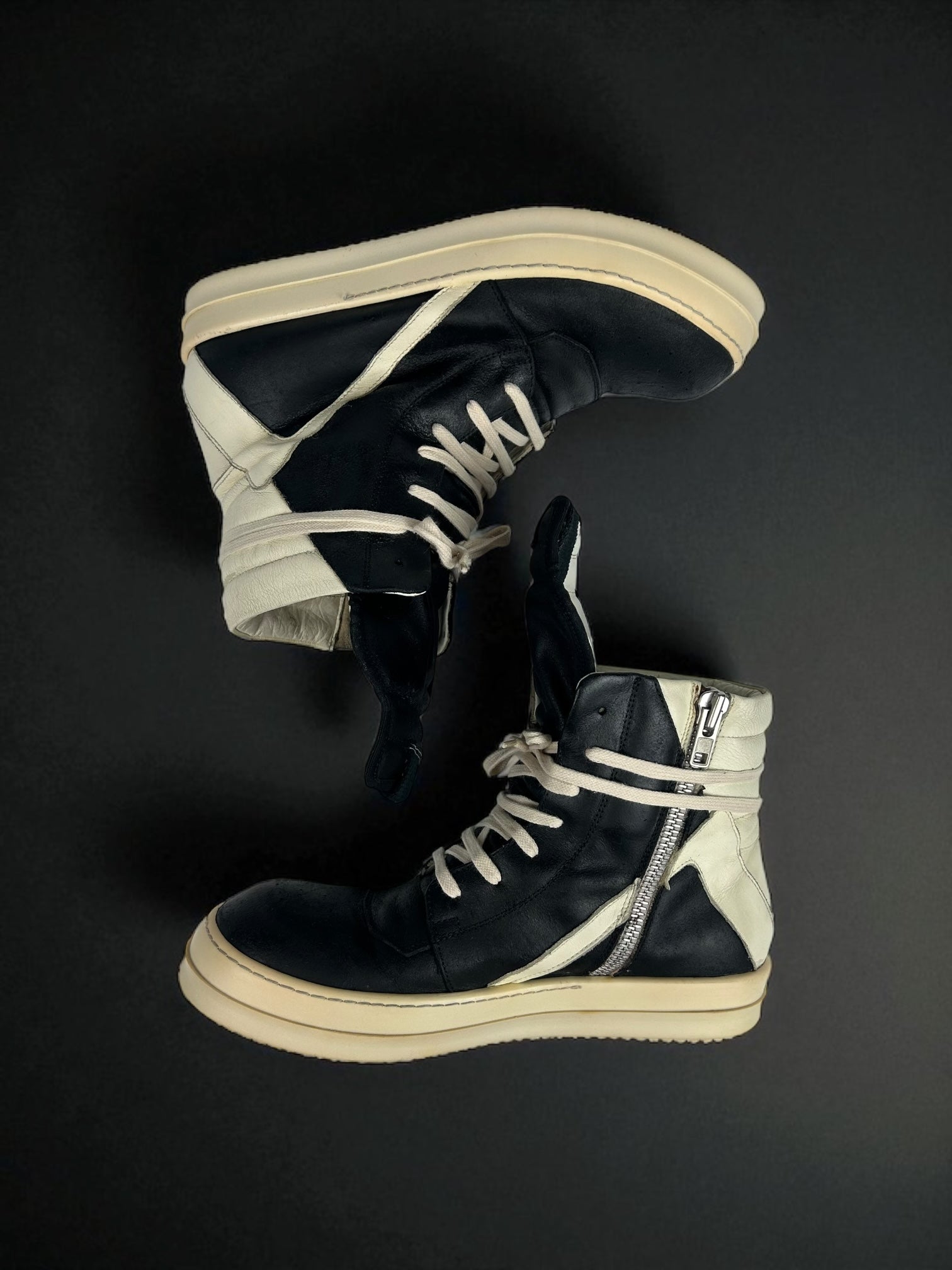 Rick Owens Geobasket Black Milk Suede