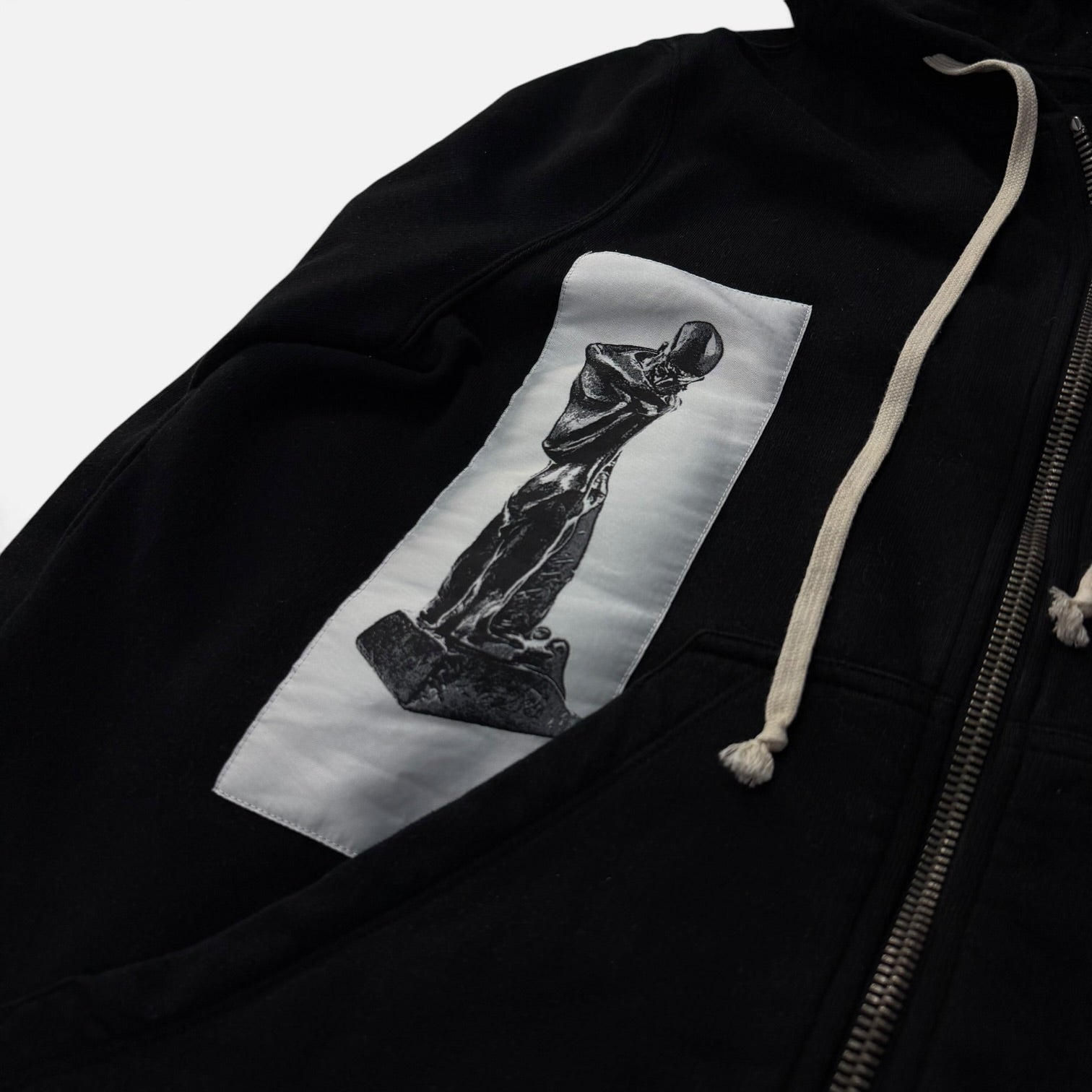 Rick Owens DRKSHDW 16SS Picture Patch Zip-Up Hoodie Black