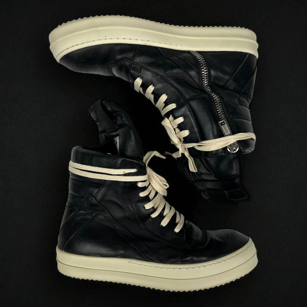 Rick Owens Geobasket Black Leather