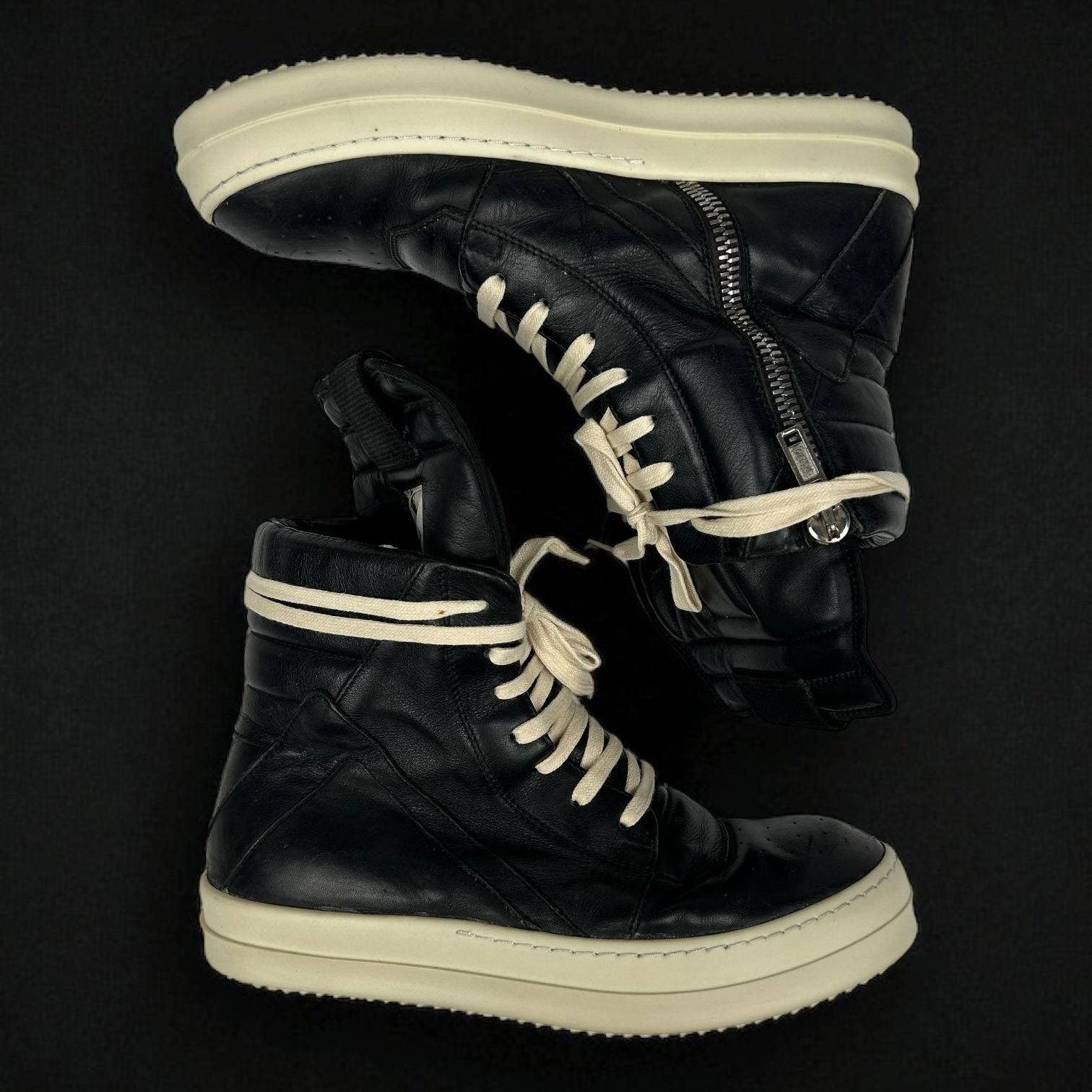 Rick Owens Geobasket Black Leather