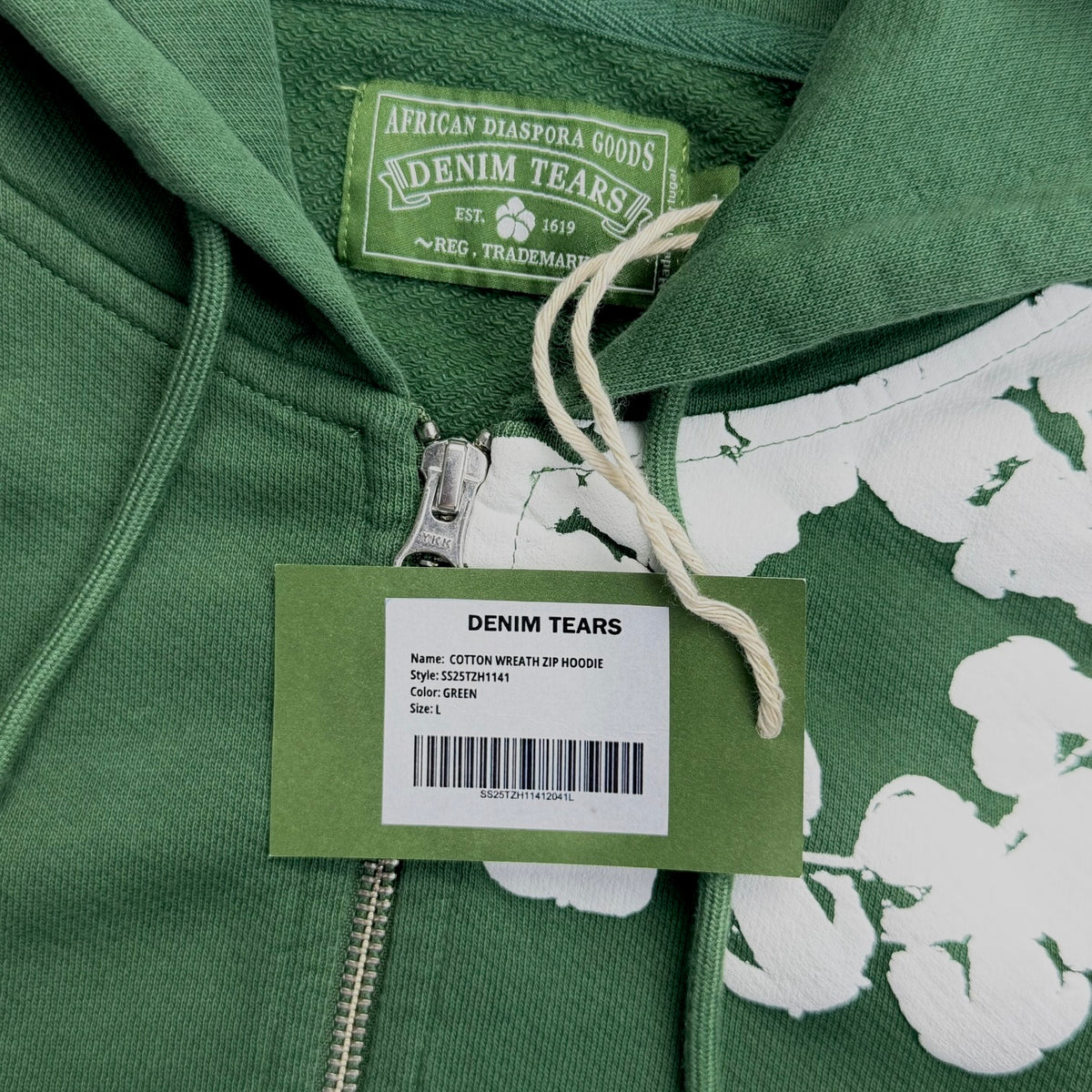 Denim Tears Cotton Wreath Zip Hoodie Green