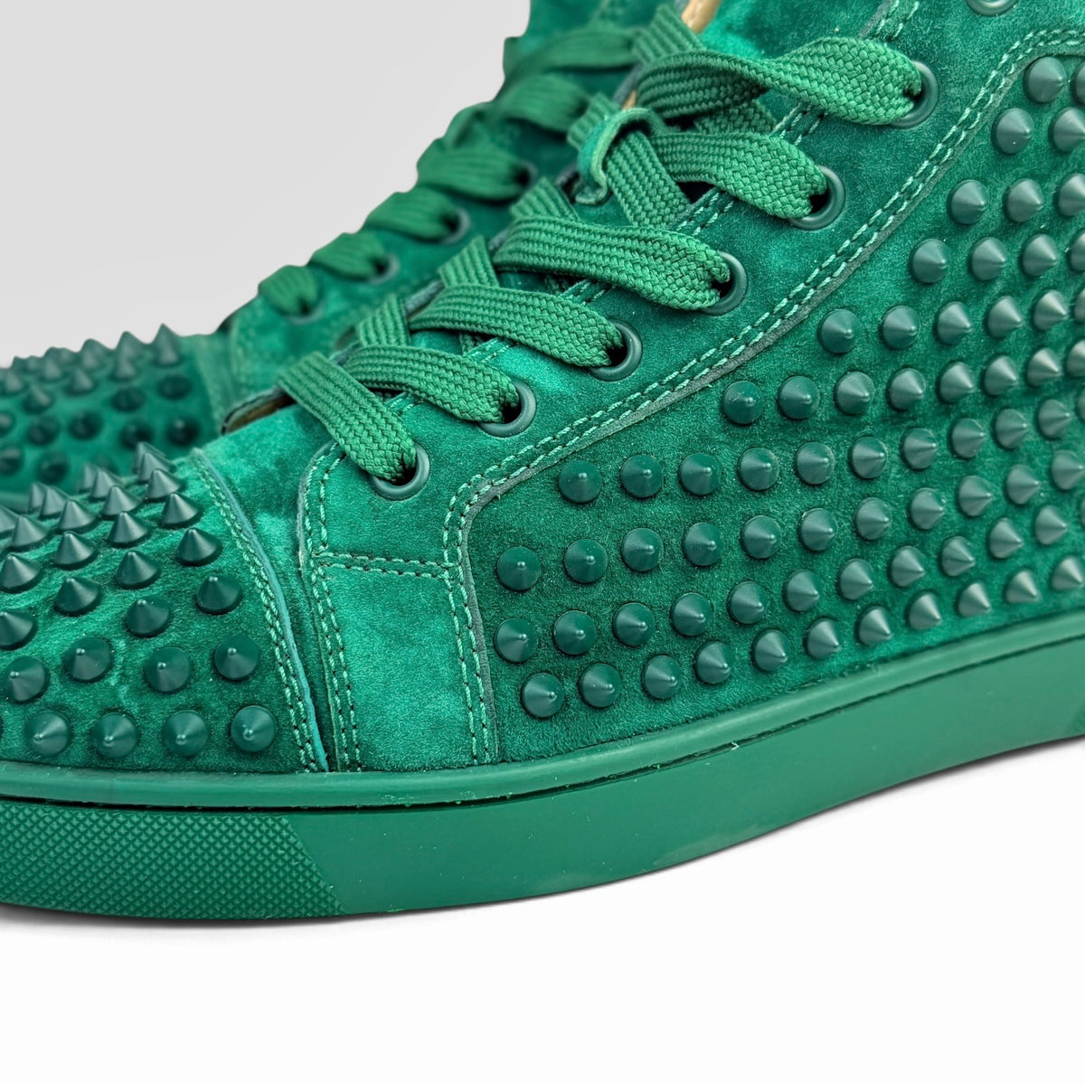 Christian Louboutin Louis Spikes High Green Suede – Incaltaminte Barbati CHRISTIAN LOUBOUTIN la V STEALS – mărimi 40