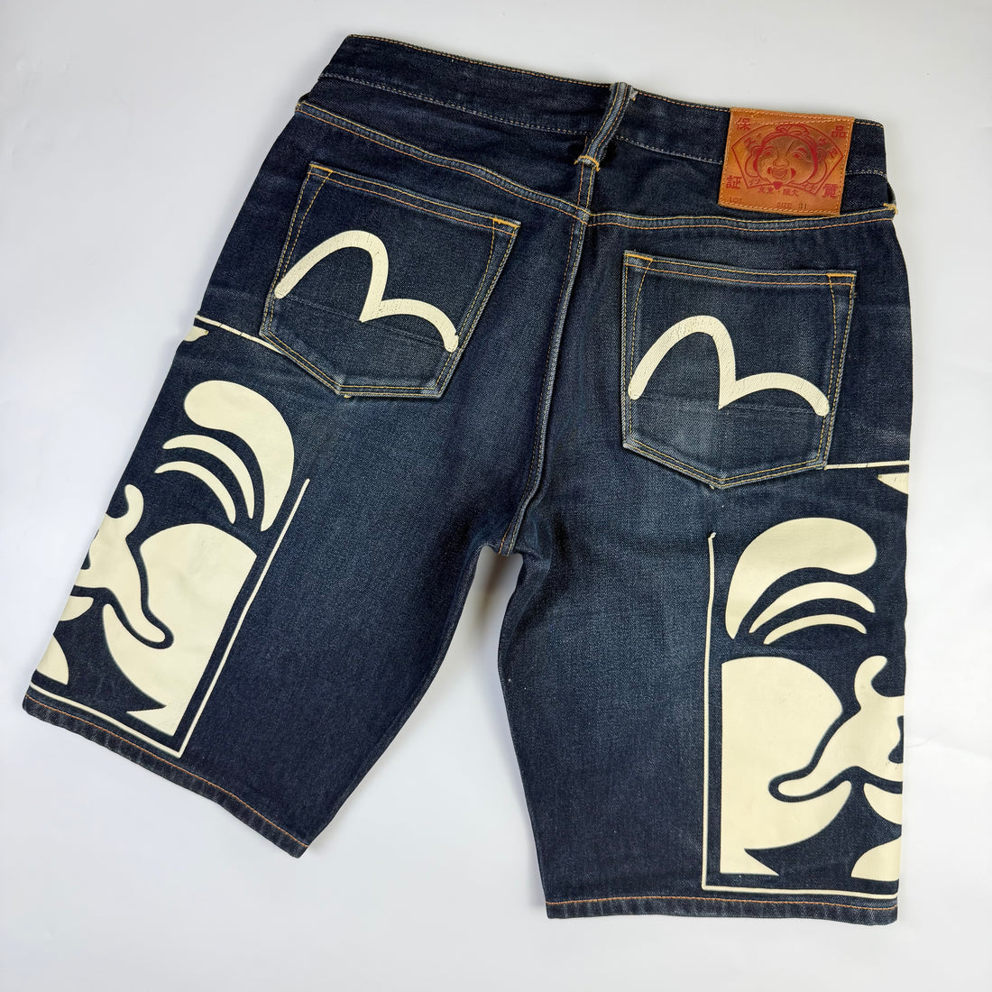 Evisu Ebisu God Print Denim Shorts