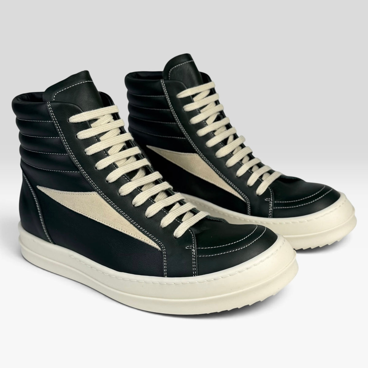Rick Owens Vintage Sneaks High Dark Green Leather