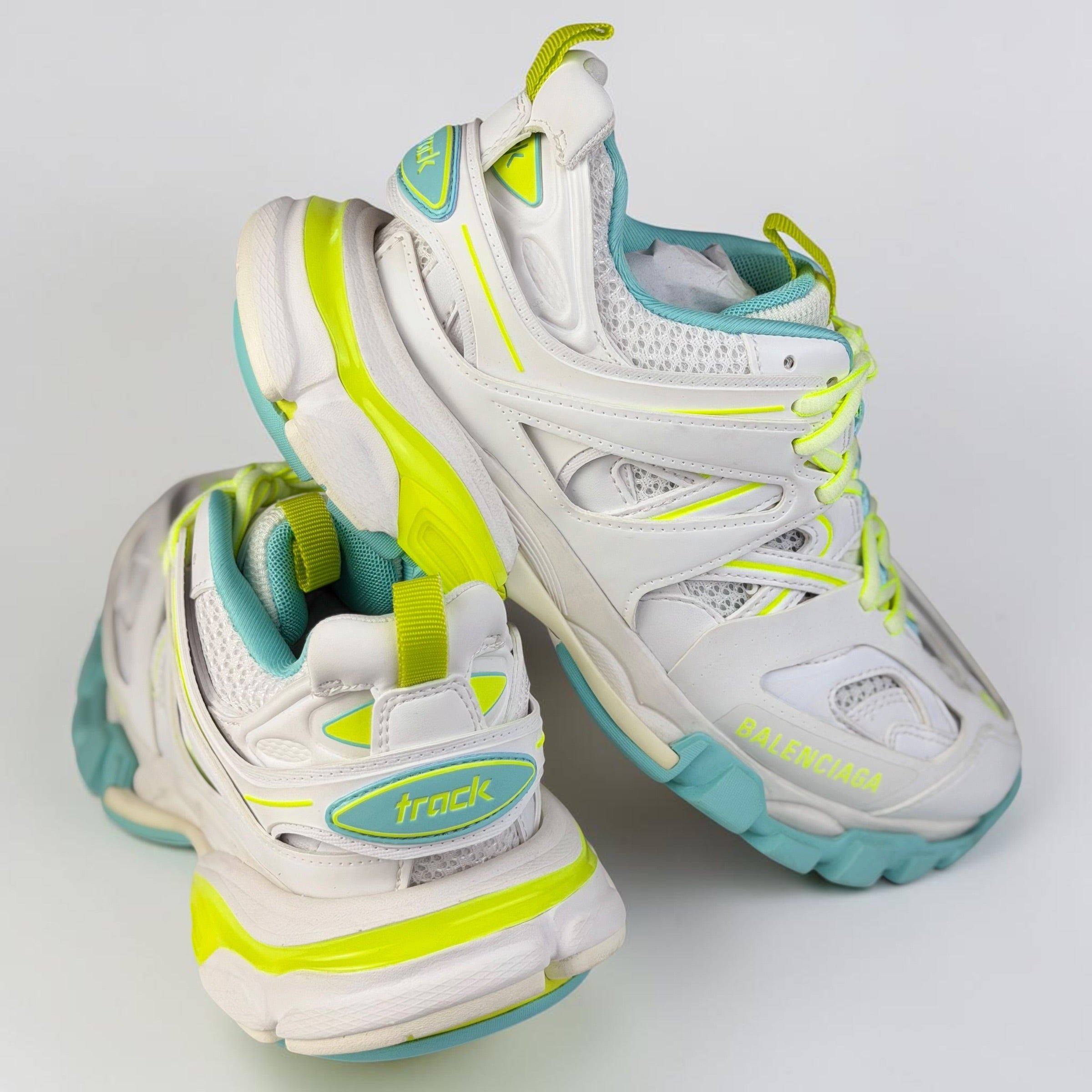 Balenciaga Track Fluorescent Yellow Turqoise