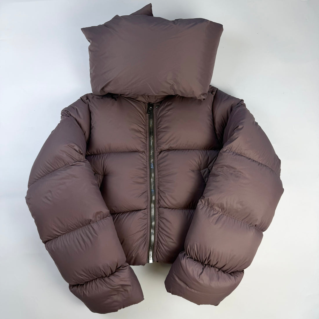 Rick Owens Funnel Neck Down Puffer Jacket Mauve, vedere din față
