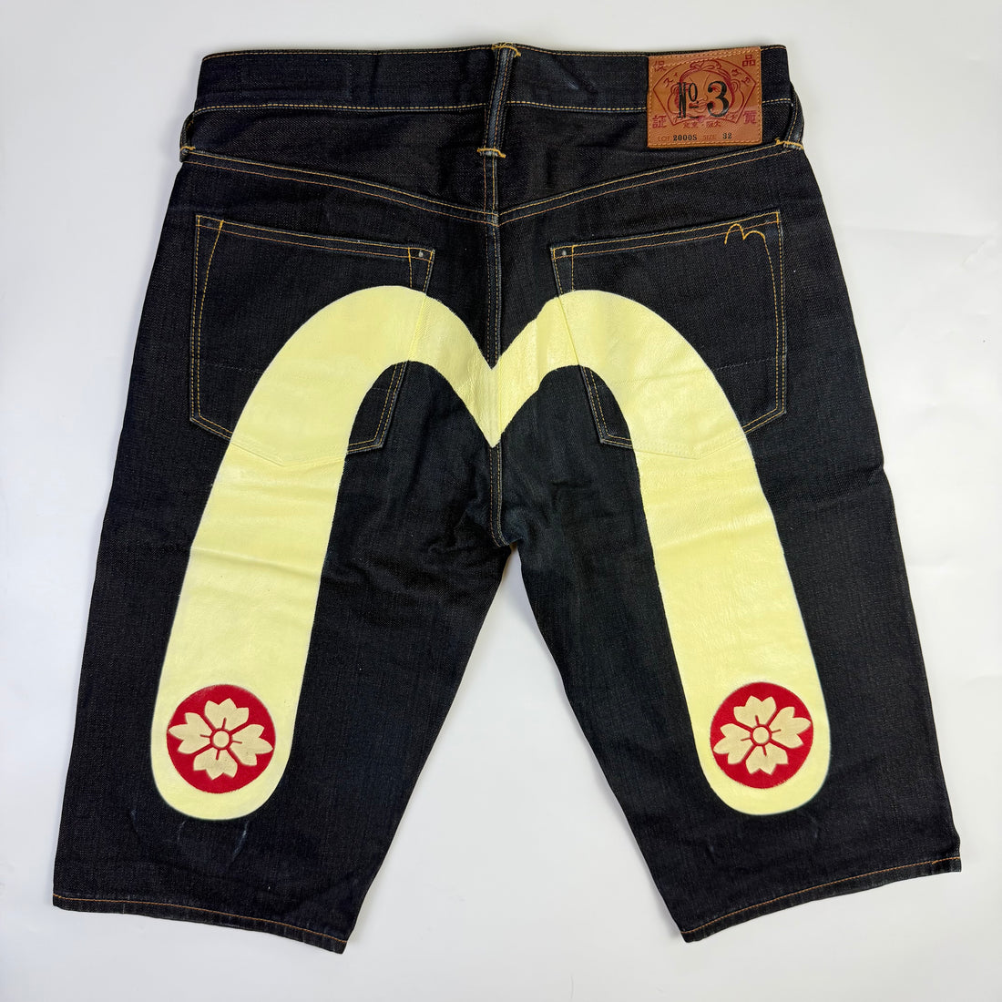 Evisu No.3 Daicock Sakura Japanese Denim Shorts, vedere din față