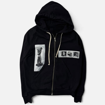 Rick Owens DRKSHDW 16SS Picture Patch Zip-Up Hoodie Black