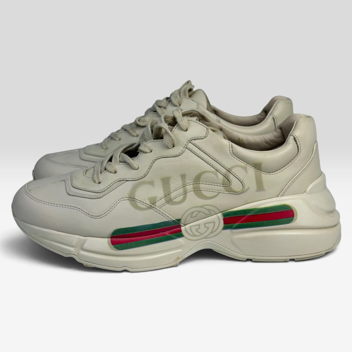 Gucci Rhyton Leather Sneakers Ivory
