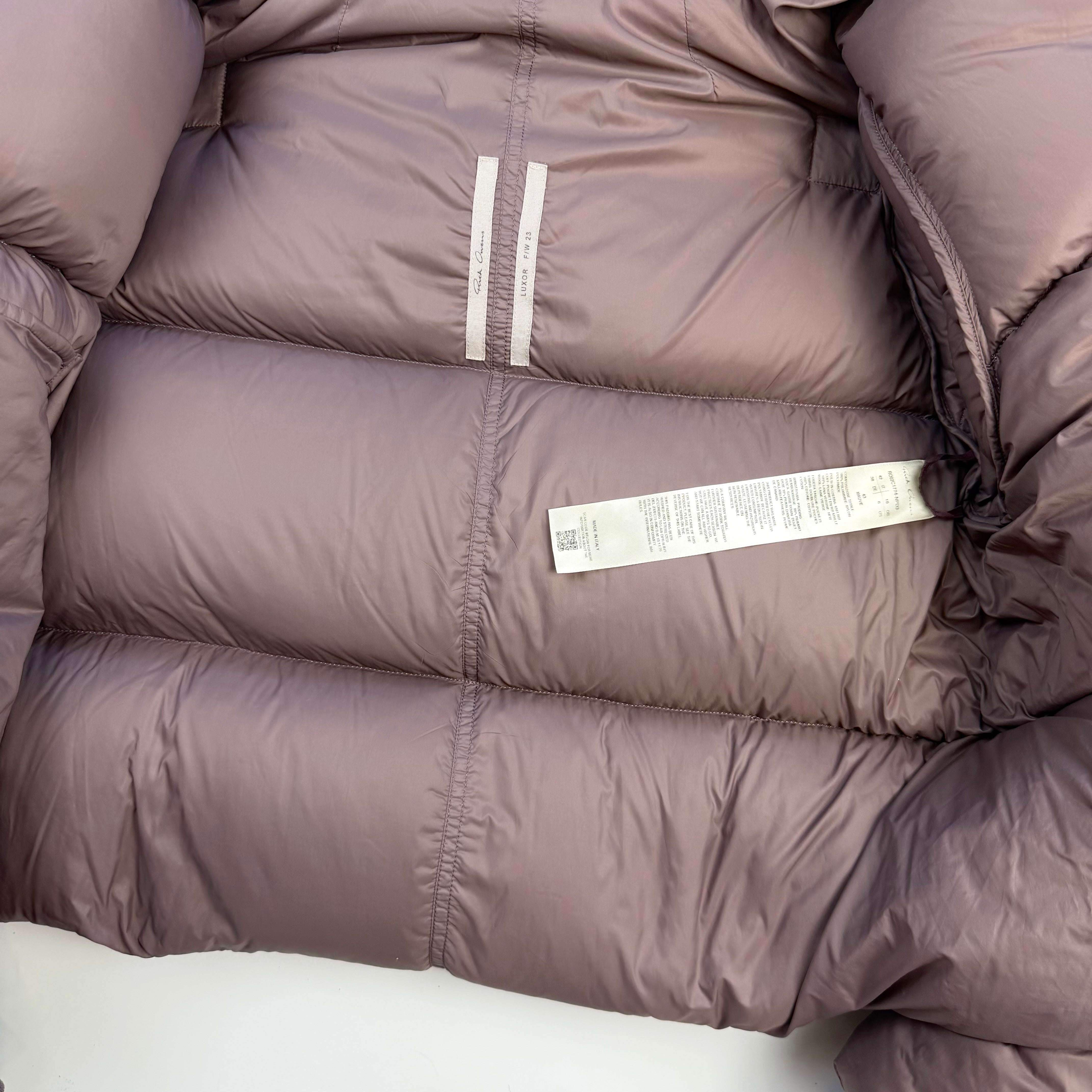 Rick Owens Funnel Neck Down Puffer Jacket Mauve