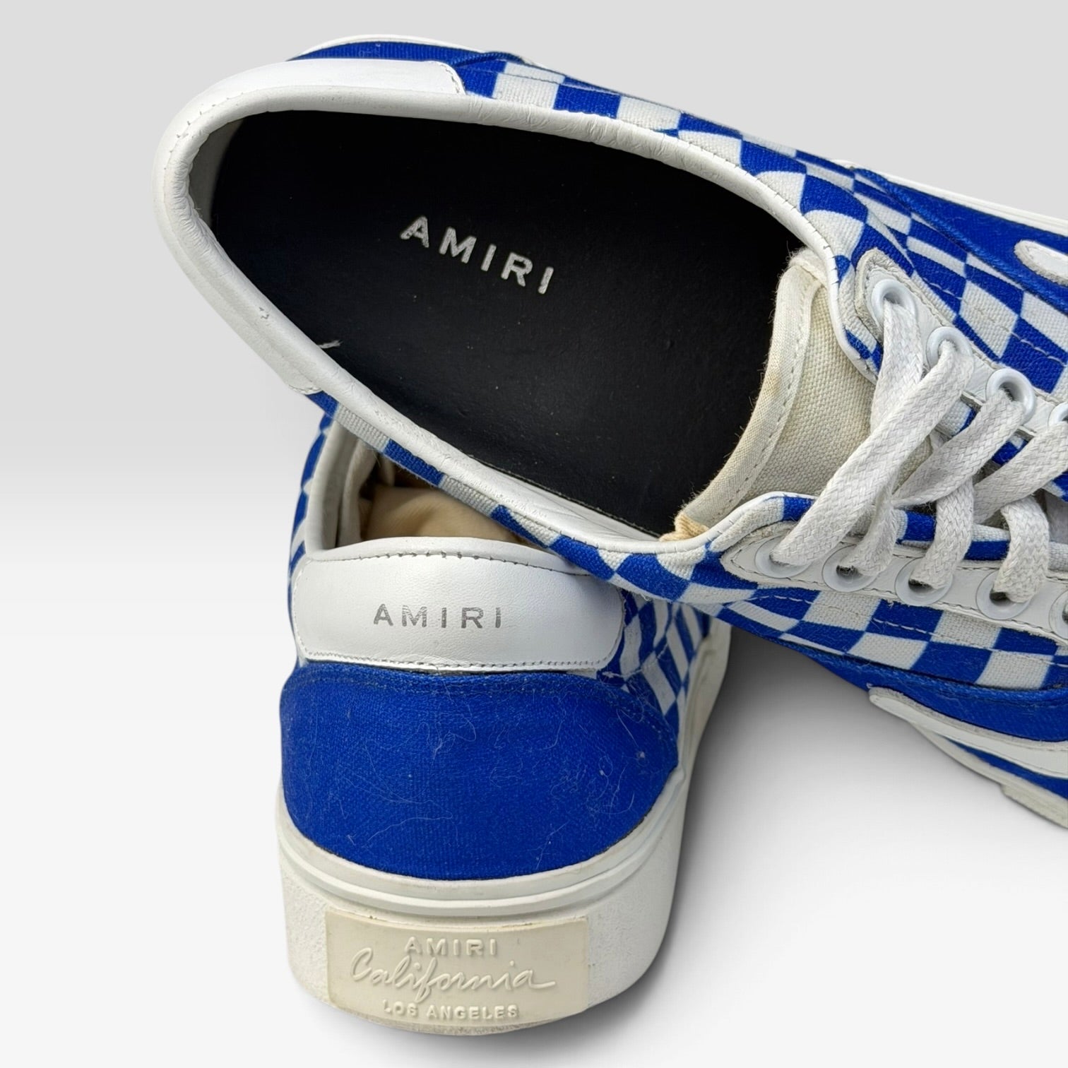 Amiri Checkered Skeleton Toe Lace Up Sneaker Blue/White