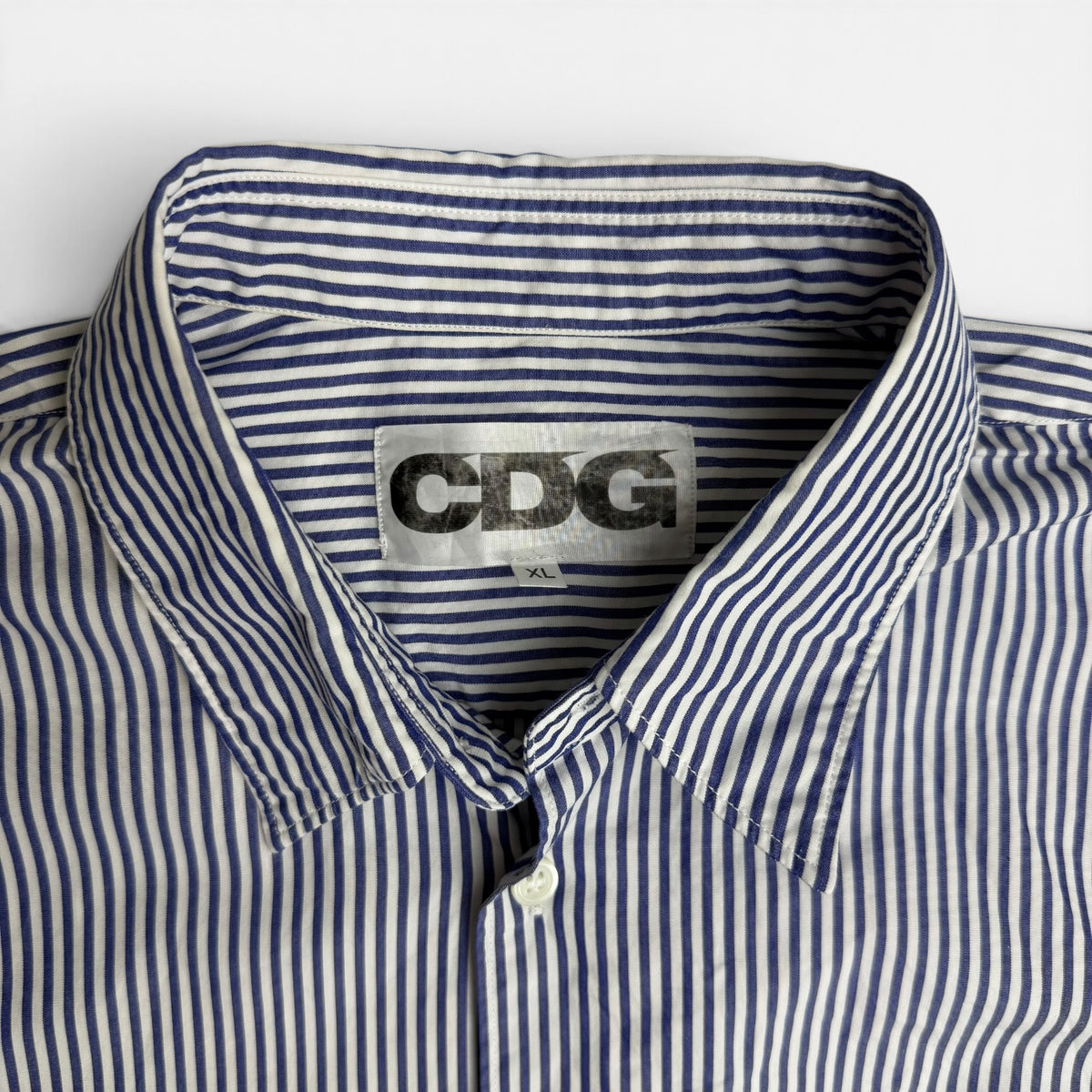 Comme Des Garçons Striped Button-Up Shirt White/Blue