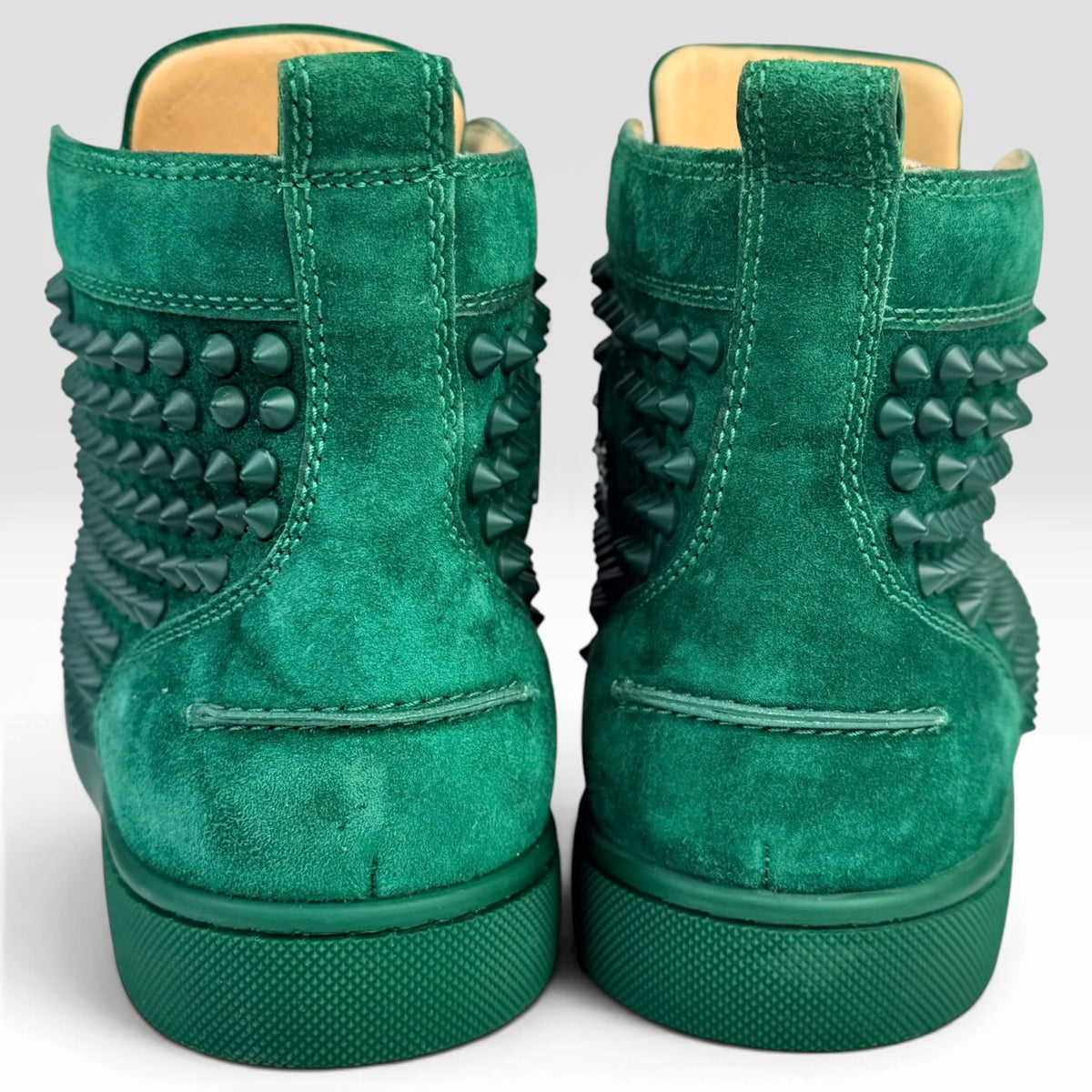 Christian Louboutin Louis Spikes High Green Suede