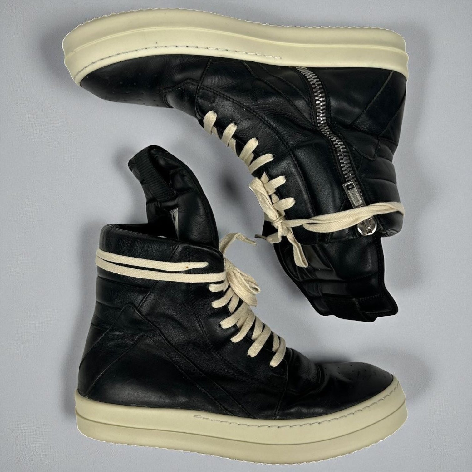 Rick Owens Geobasket Black Leather