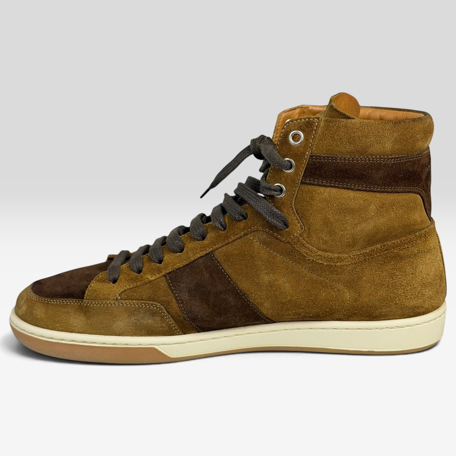 Saint Laurent SL/10H High-Top Two-Tone Suede Brown