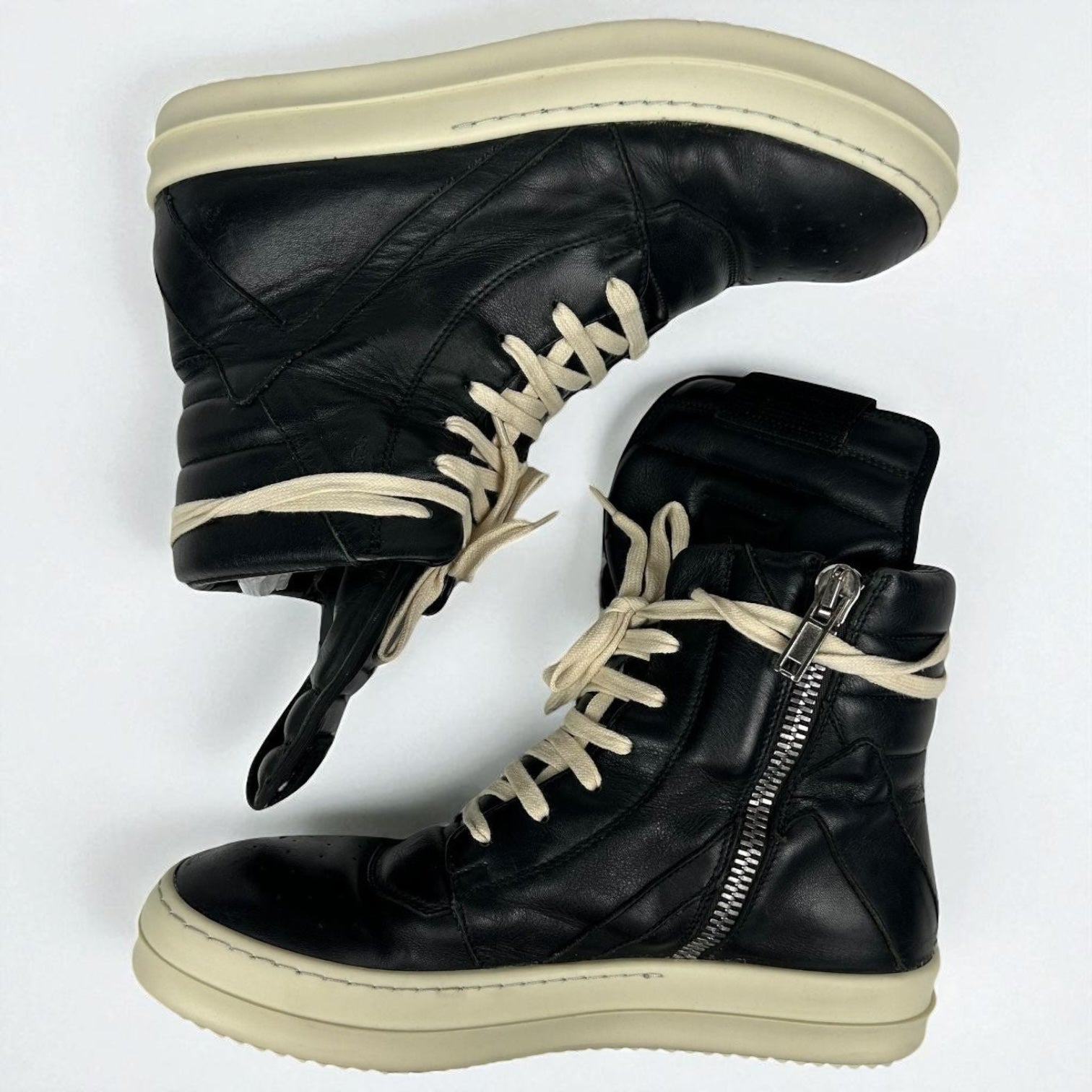 Rick Owens Geobasket Black Leather