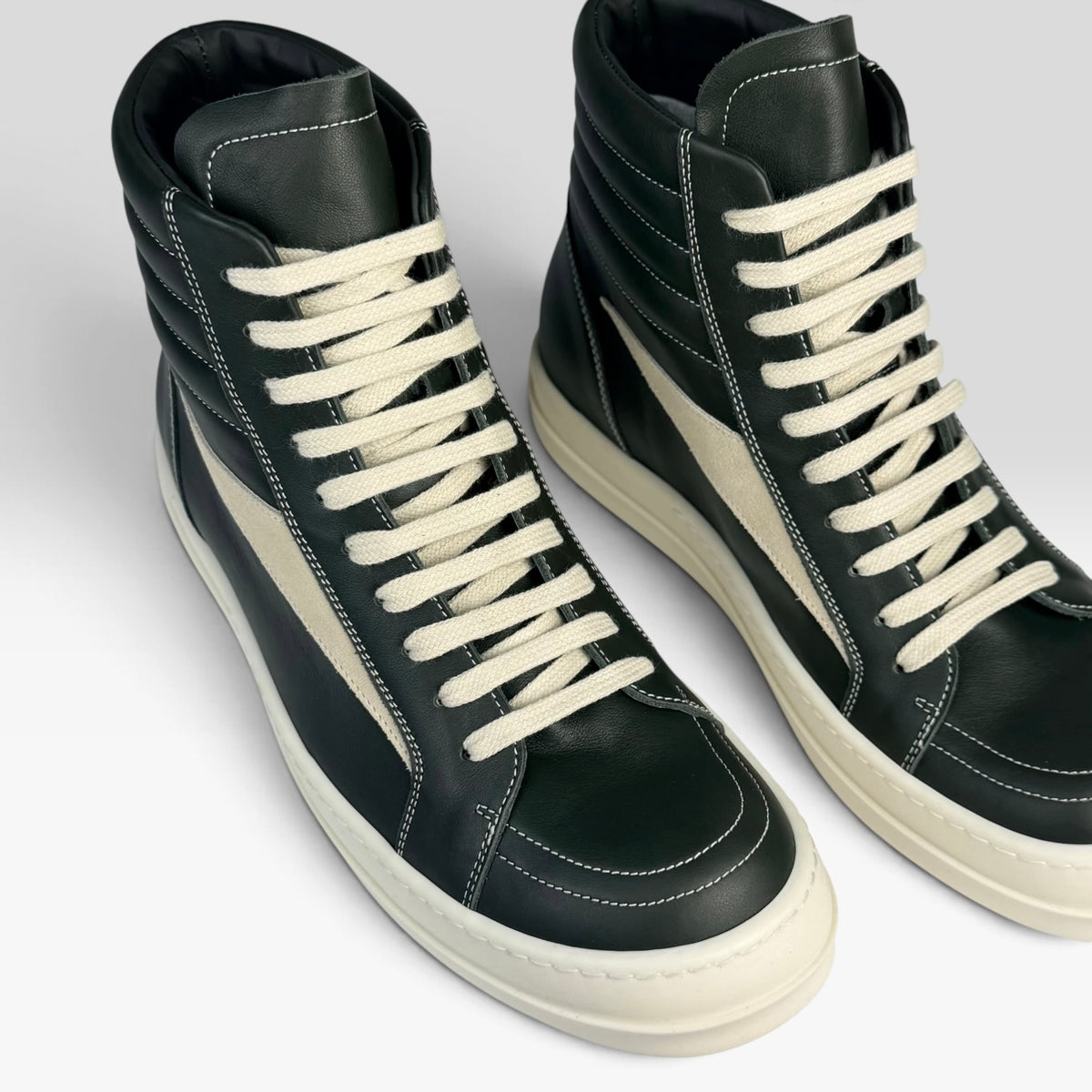 Rick Owens Vintage Sneaks High Dark Green Leather
