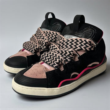 Lanvin Enfant Zigzag-Print Curb Sneakers