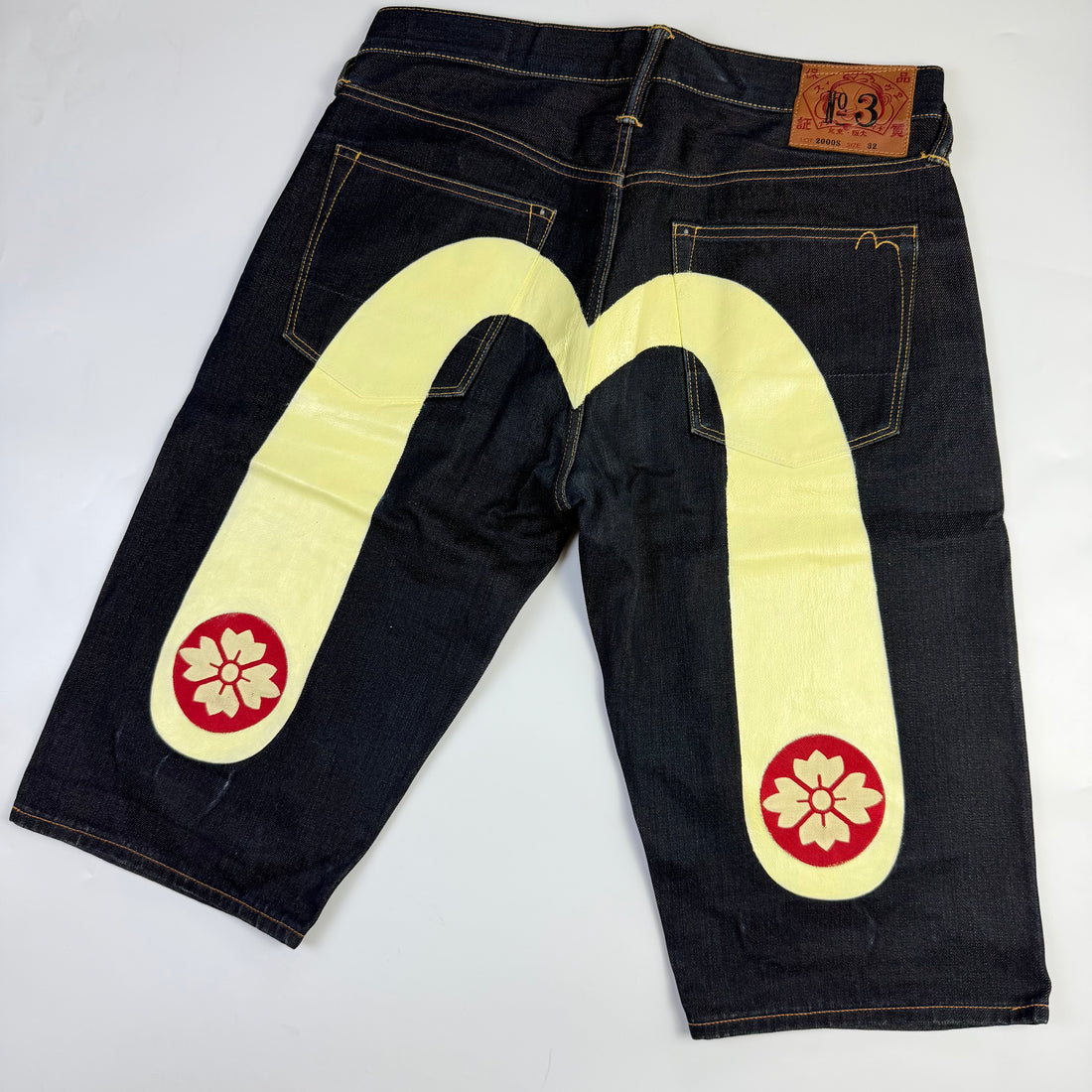 Evisu No.3 Daicock Sakura Japanese Denim Shorts, vedere din față