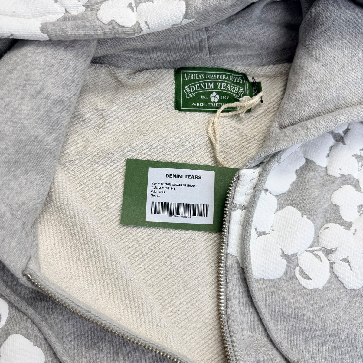 Denim Tears Cotton Wreath Zip Hoodie Grey