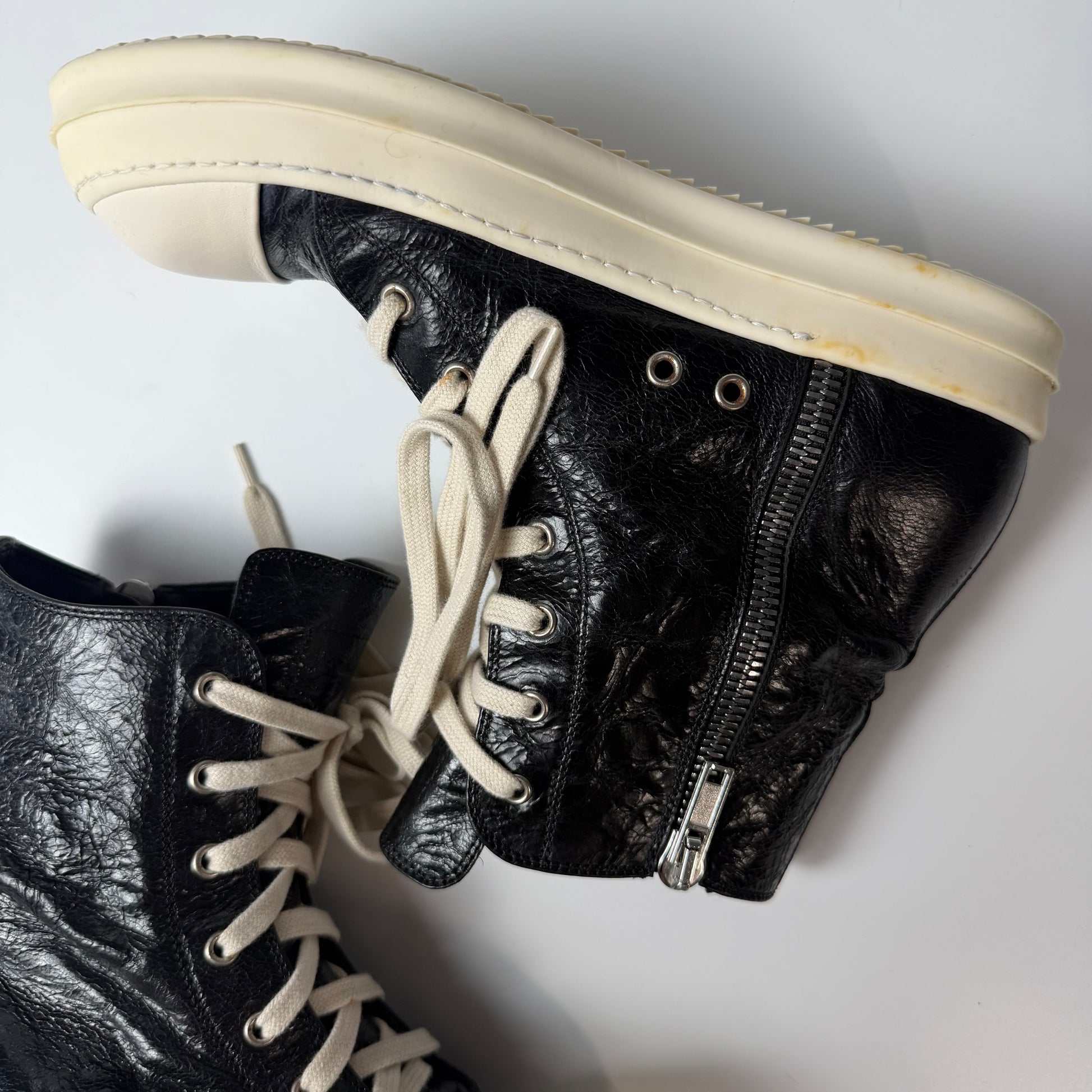 Rick Owens Runched Leather Ramones