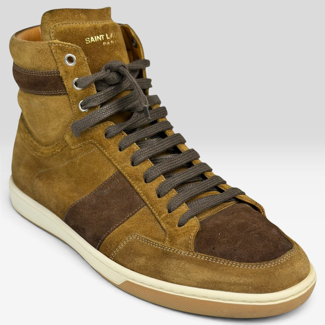 Saint Laurent SL/10H High-Top Two-Tone Suede Brown