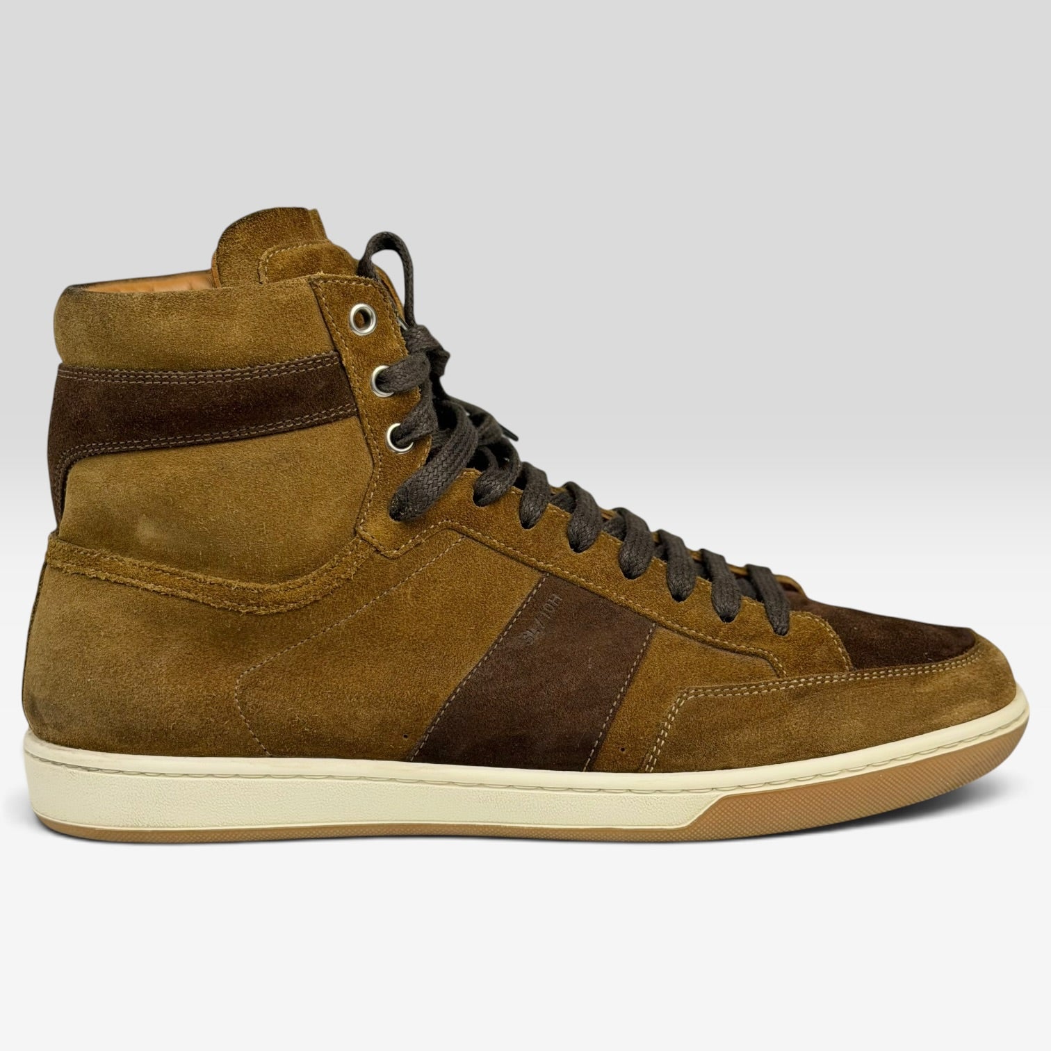 Saint Laurent SL/10H High-Top Two-Tone Suede Brown