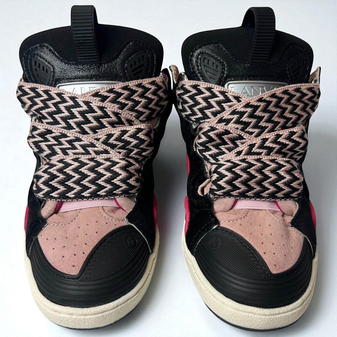 Lanvin Enfant Zigzag-Print Curb Sneakers