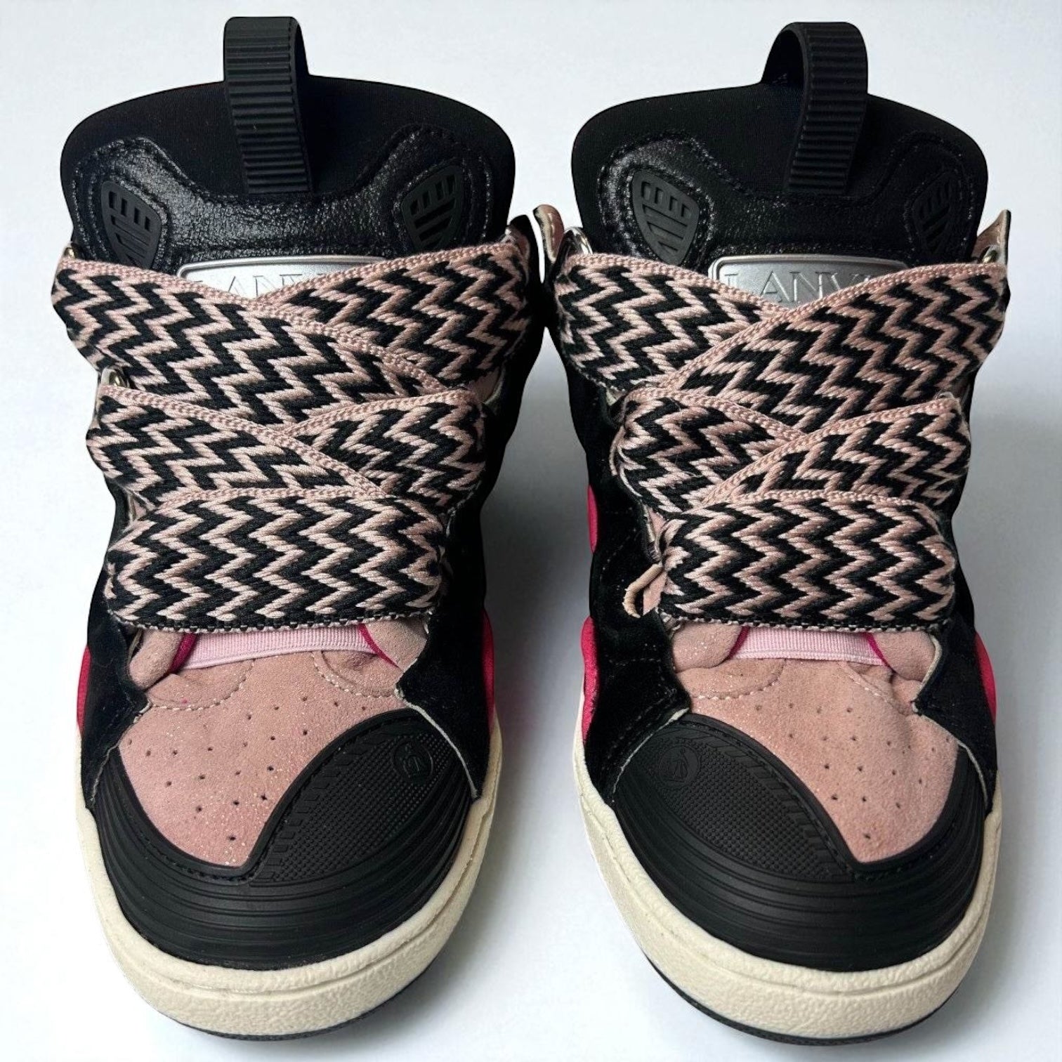 Lanvin Enfant Zigzag-Print Curb Sneakers
