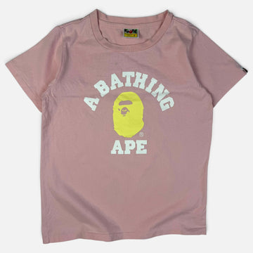 BAPE College Logo Tee Pink Womens | Tricou BAPE