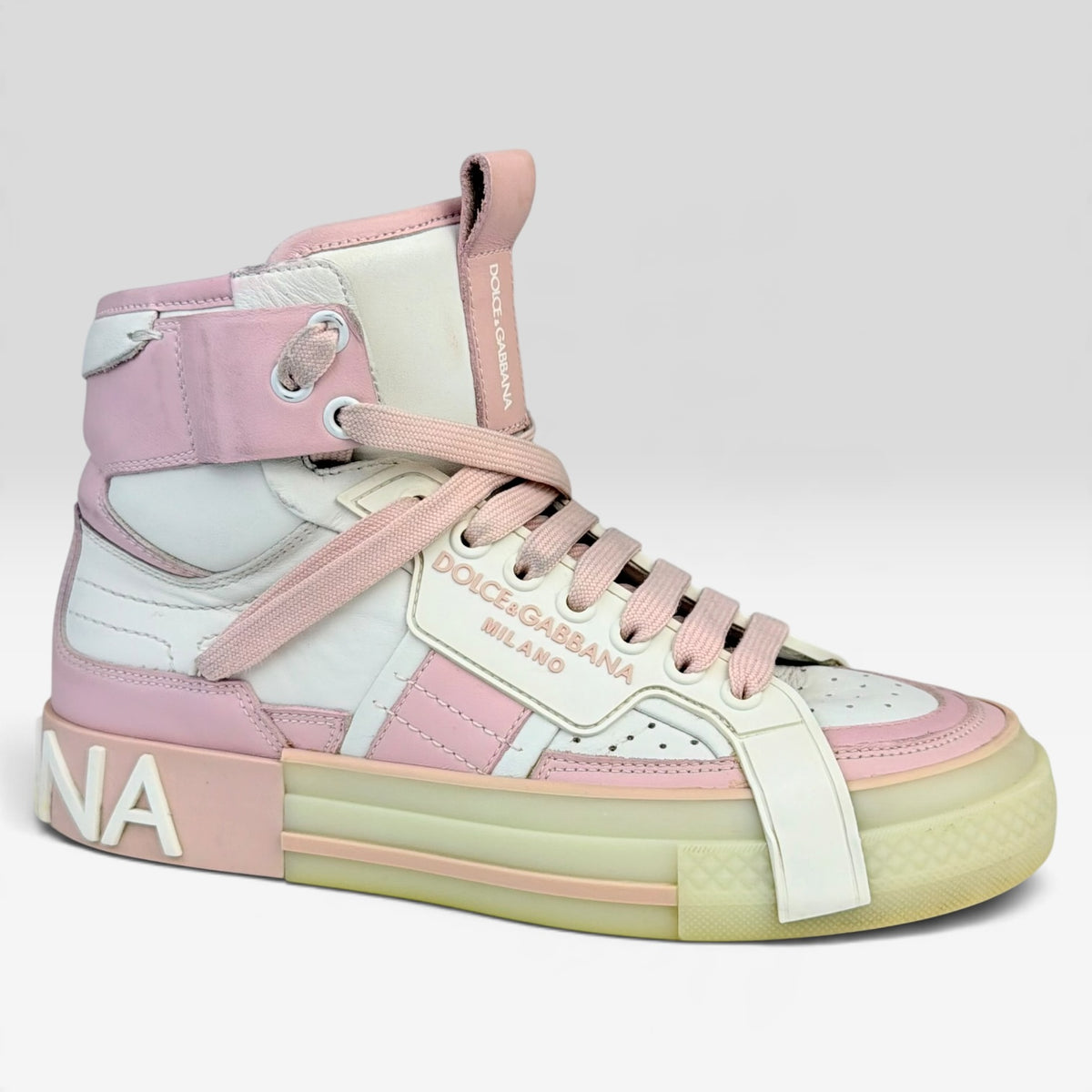 Dolce & Gabbana Custom 2.Zero High-Top Sneaker White/Nude