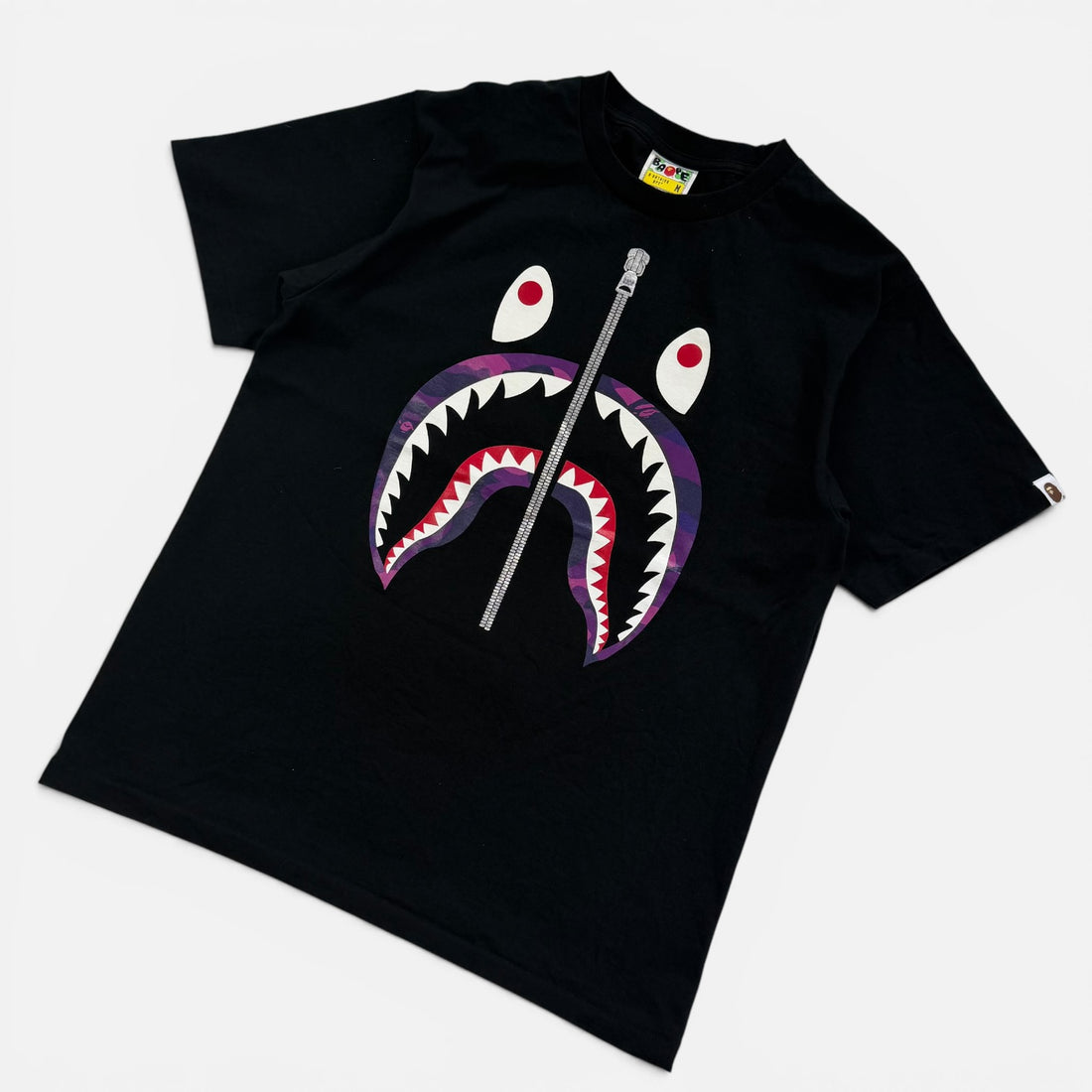 Bape Camo Silver Zip Shark T-shirt