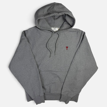AMI Paris Logo Hoodie Grey