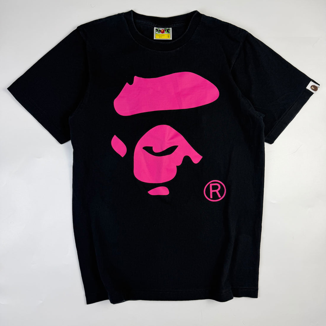 BAPE Big Ape Face T-Shirt Pink, negru, vedere din față