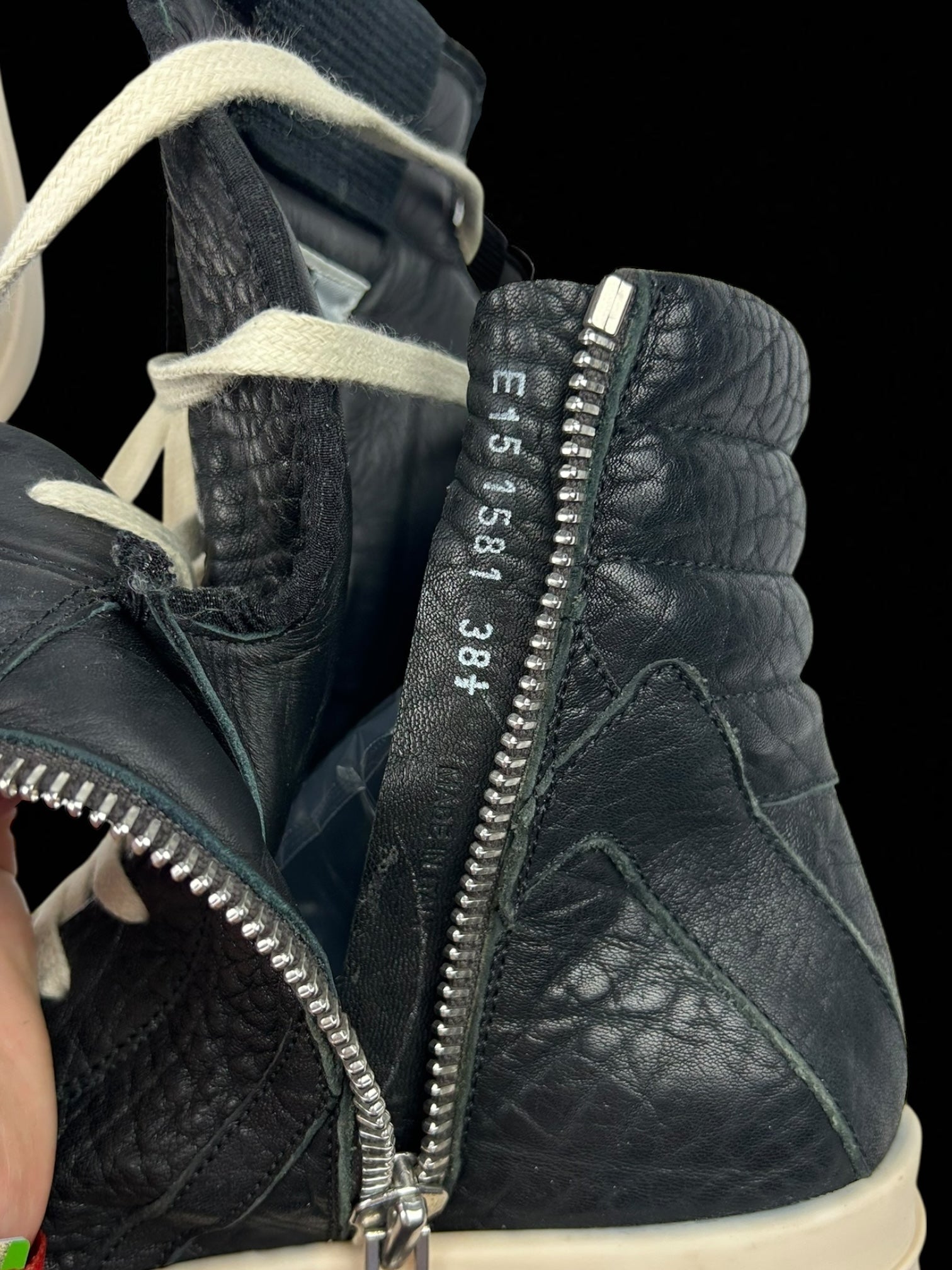 Rick Owens Geobasket Black Grain Leather