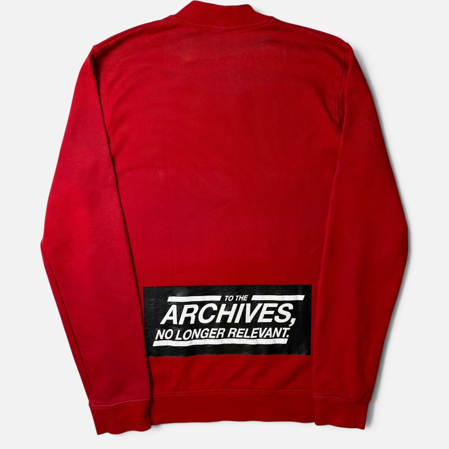 Raf Simons FW15 "To The Archives, No Longer Relevant" Crewneck Red
