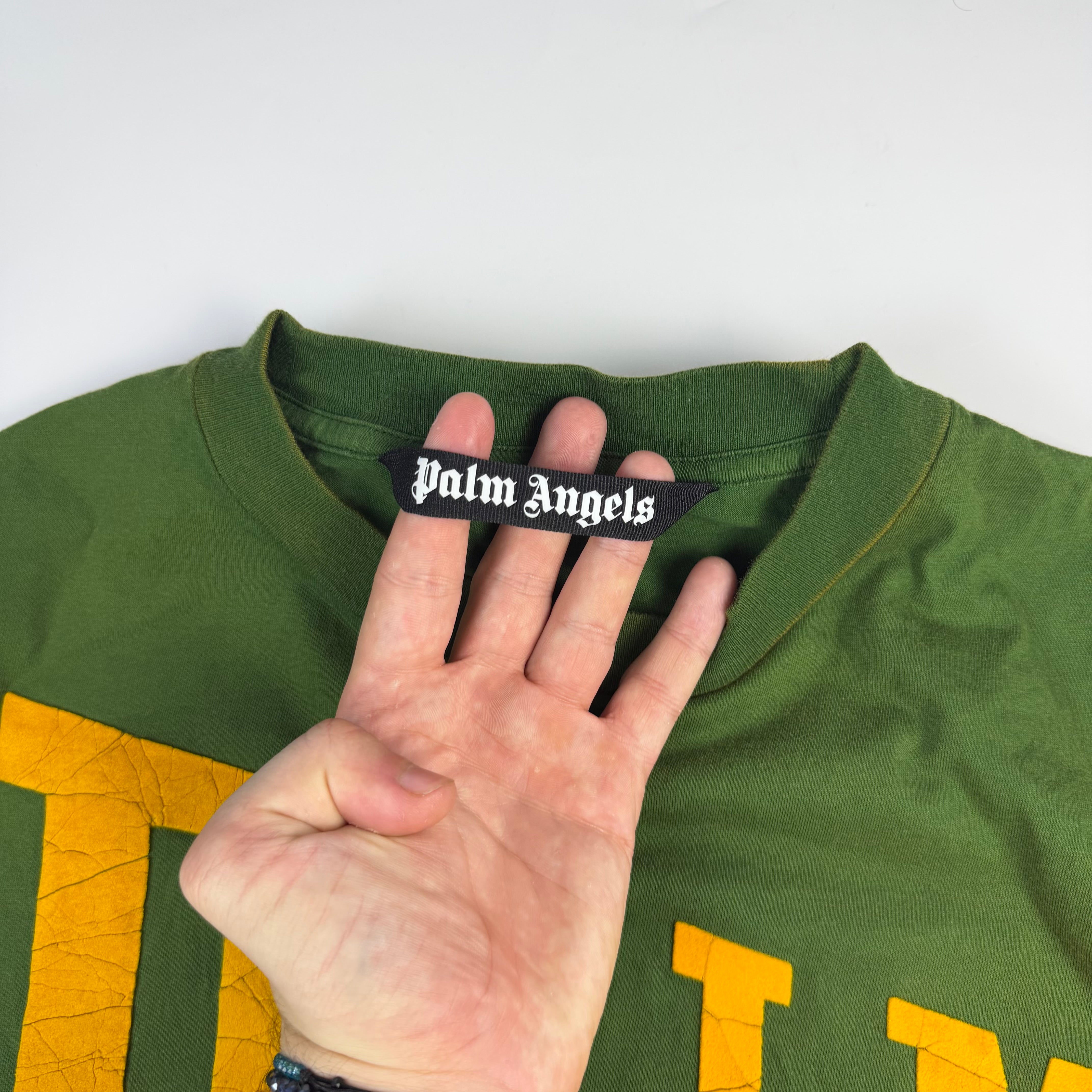 Palm Angels College Logo T-Shirt Green/Yellow