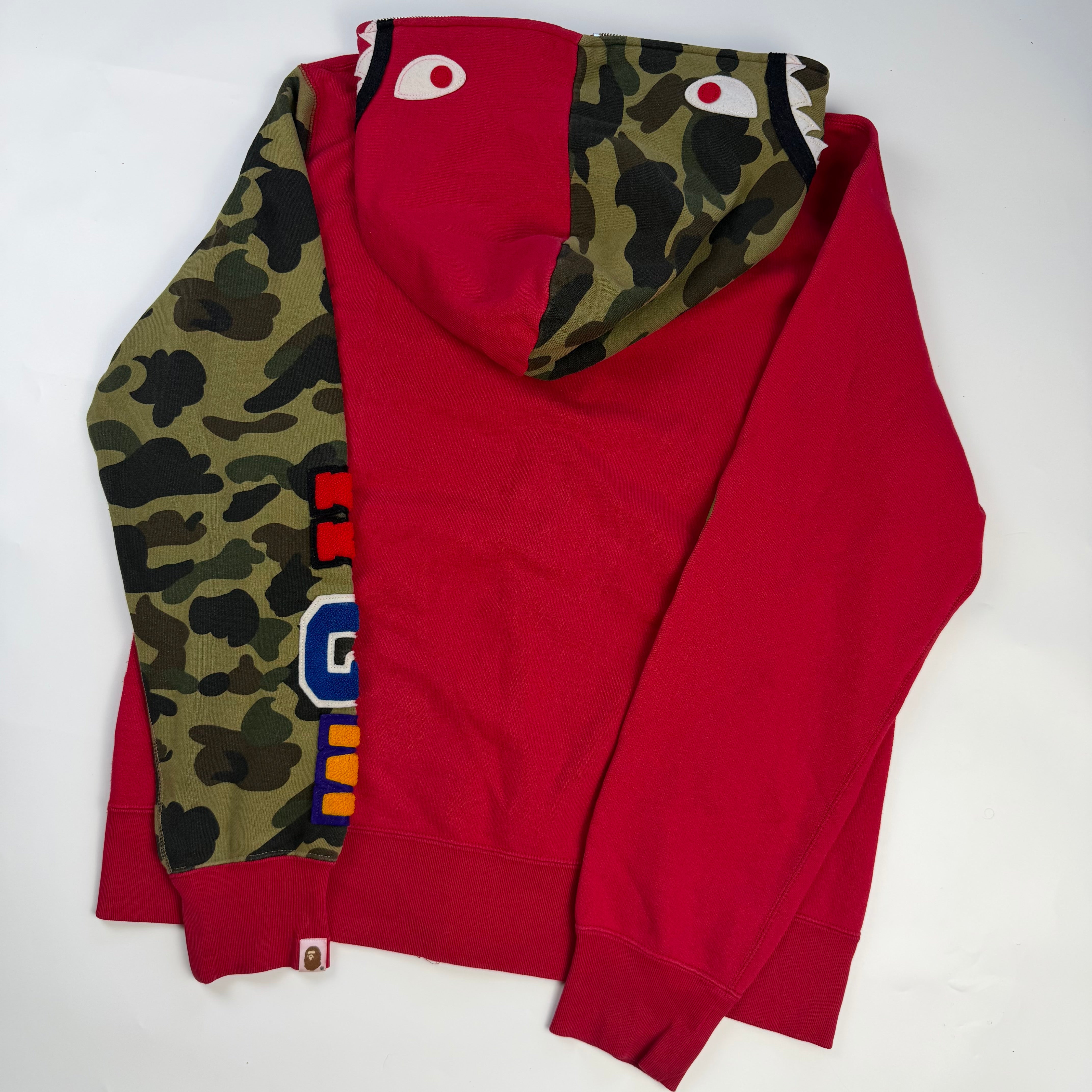 BAPE 1st Camo Shark Full Zip Hoodie Red/Green
