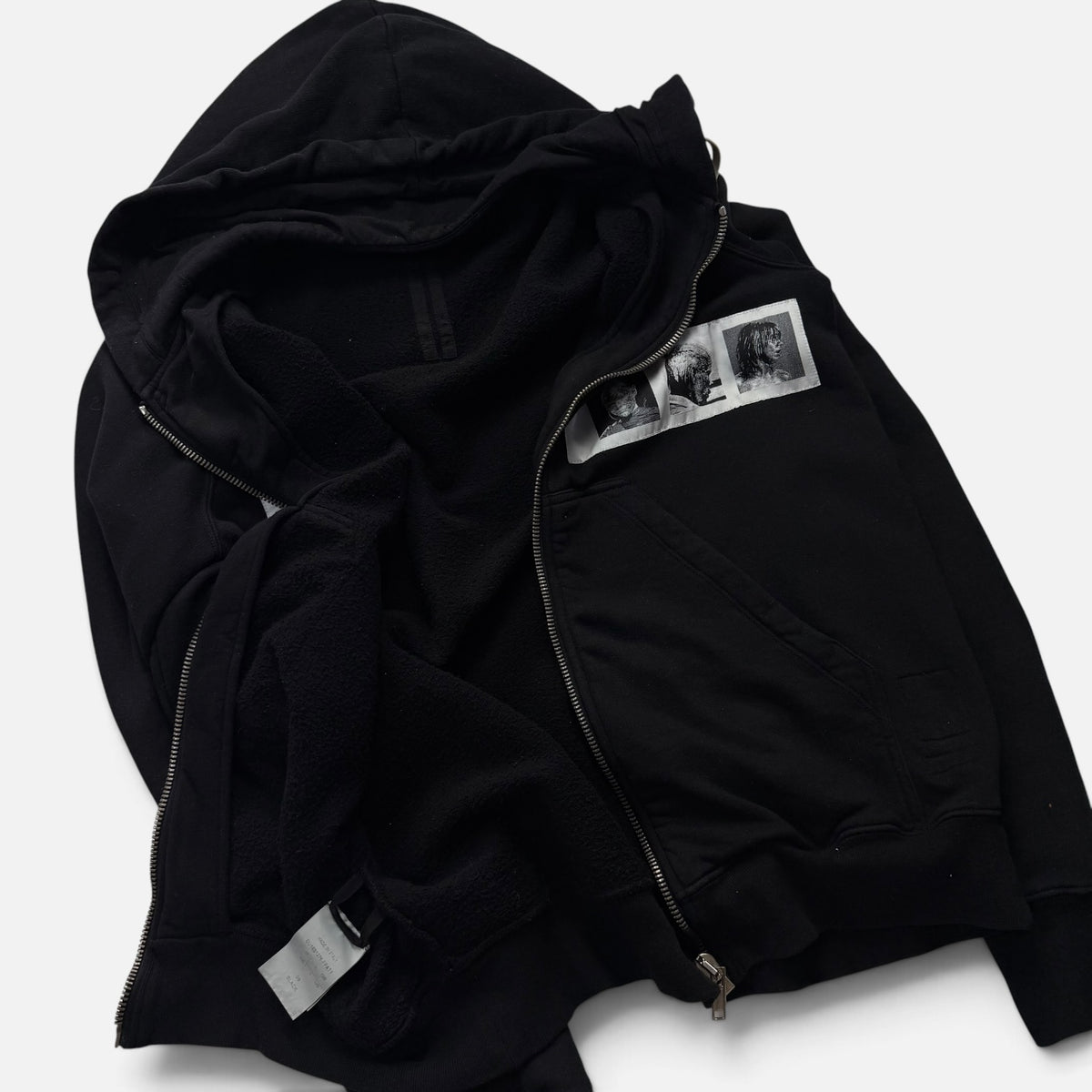 Rick Owens DRKSHDW 16SS Picture Patch Zip-Up Hoodie Black
