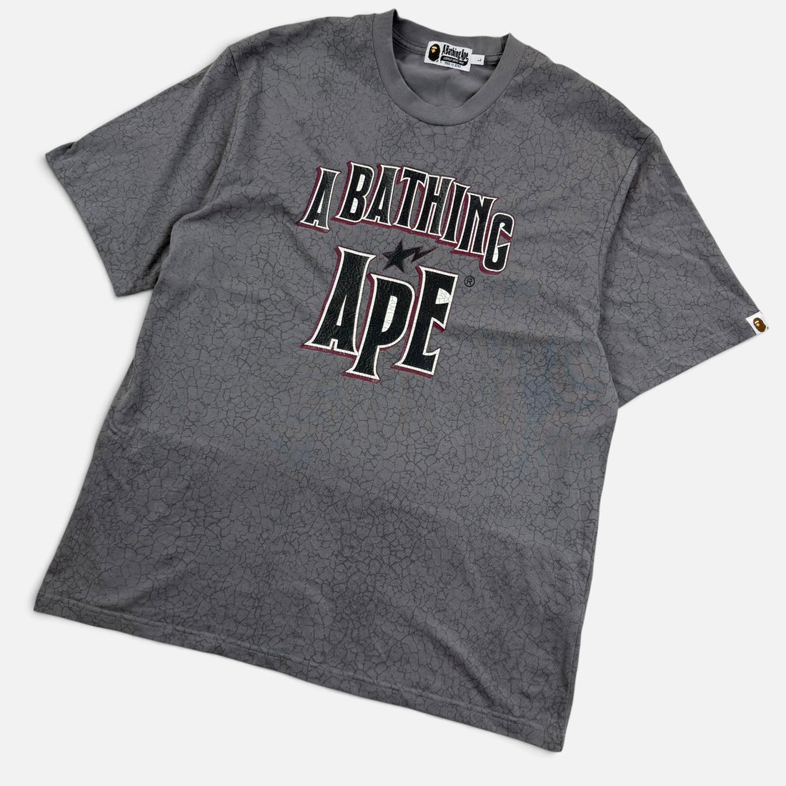 BAPE Crack Print Pattern Logo T-Shirt, vedere din față