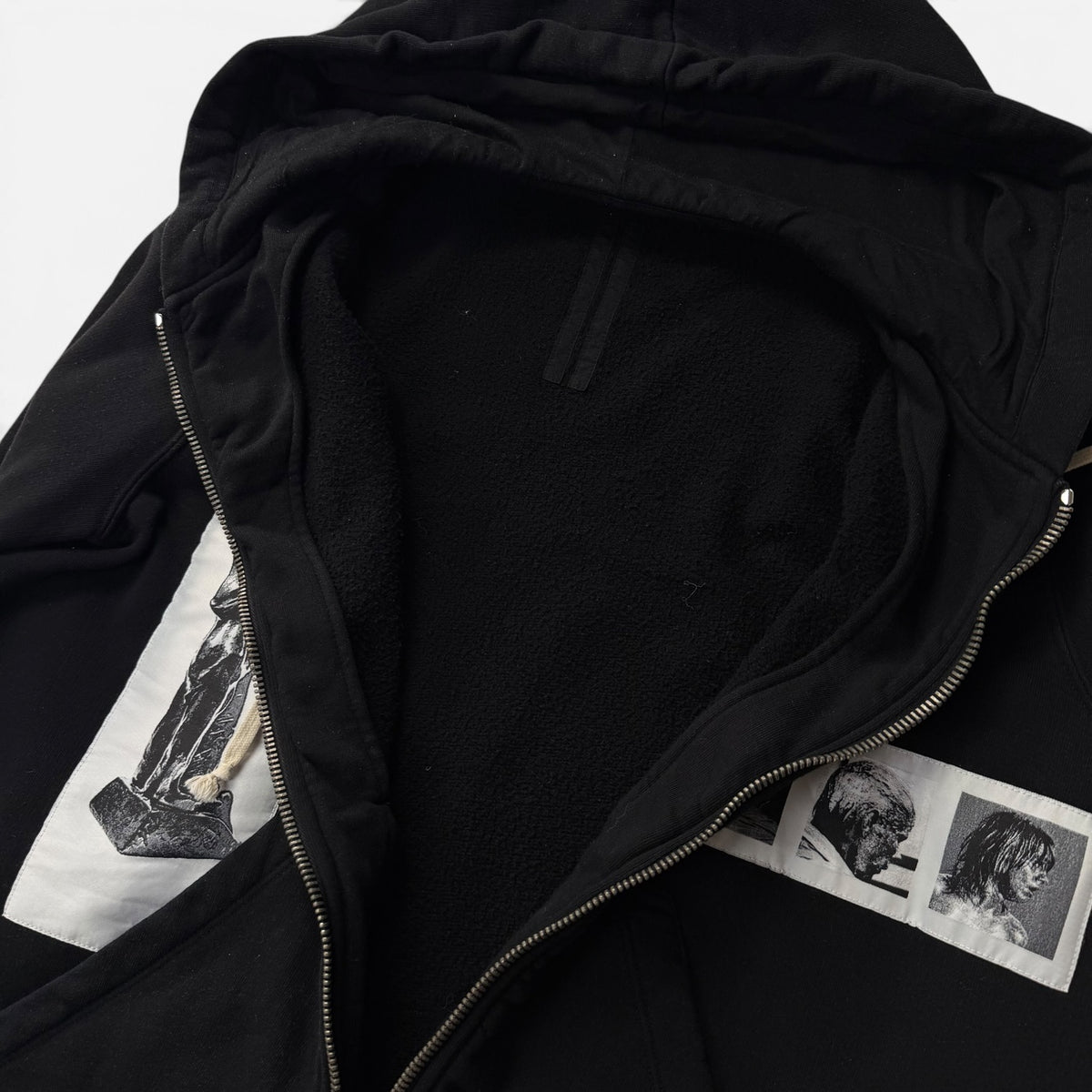 Rick Owens DRKSHDW 16SS Picture Patch Zip-Up Hoodie Black